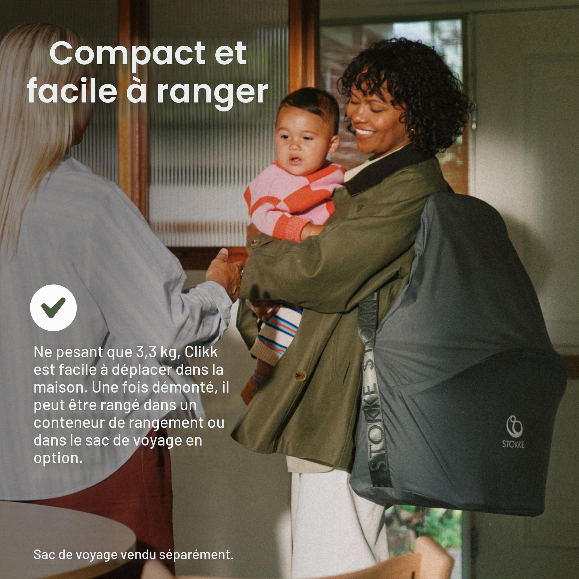 Stokke Clikk Chaise haute portable pour bébé avec plateau, repose-pieds et harnais – Assemblage facile sans outil pour la maison et les voyages, 6 mois à 3 ans, blanc
