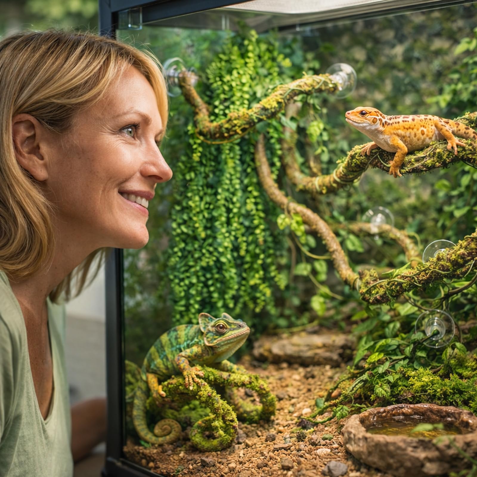 HERCOCCI Winorośl gadów, elastyczne pnące się winorośle, terrarium, plastikowe rośliny i liście, akcesoria do zbiorników, dekoracja dla gekona, węża, jaszczurki, brodatego smoka, pustelnika, żaby