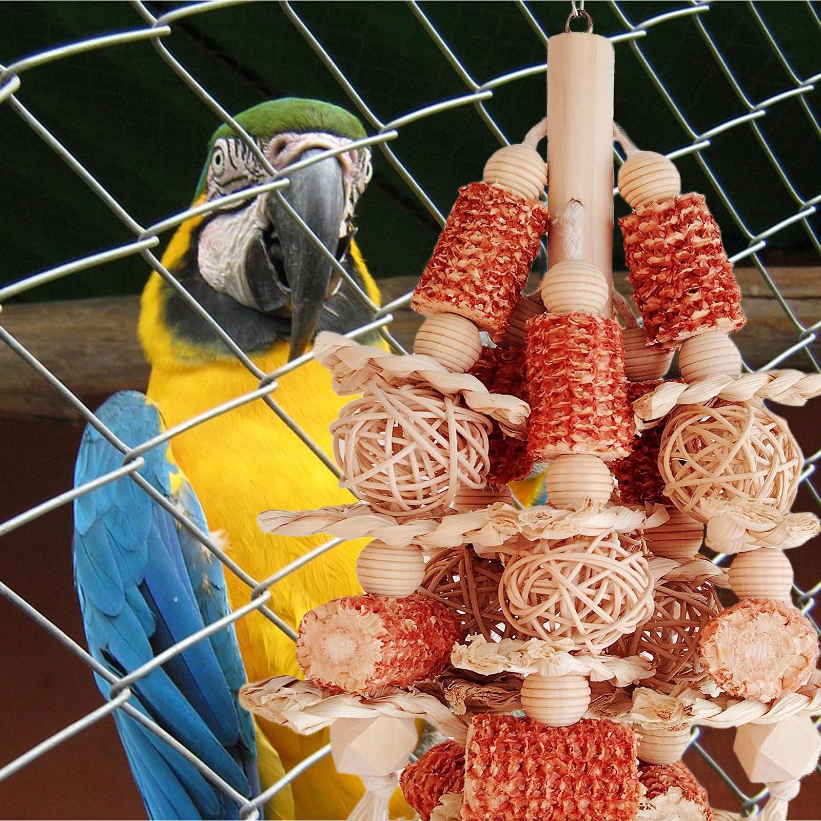 Bird Toys, Natural Corn Stick Parrot Toys Hanging in Bird Cages，for Small and Medium-Sized Macaws,African Grey,Cockatoos,Cockatiel,Sun Conure，Amazon Parrots - image 6