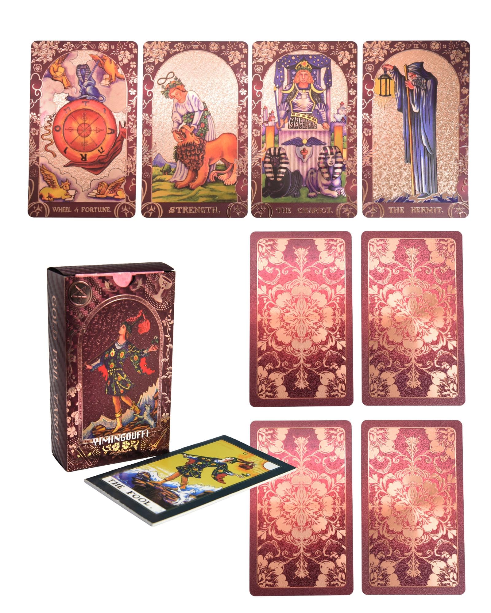 Cartas de Tarot con Diseño de Lámina Dorada Rosa, 78 Cartas, PVC Impermeable, Set para Adivinación y Reflexión — view 12