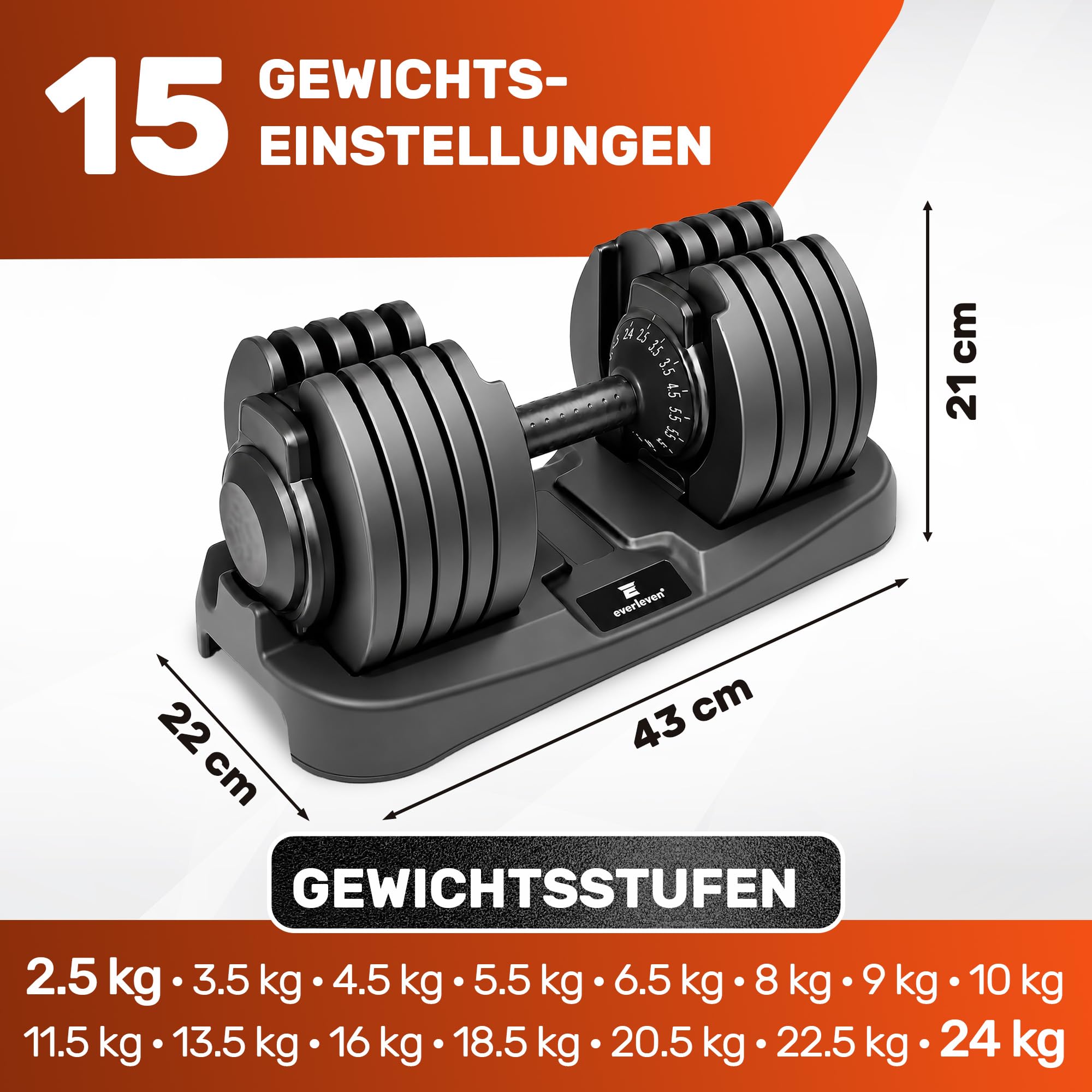 Mancuerna Regulable Set | 12kg |18kg | 24kg | 40kg | 15 Ajustes de Peso | Pesa Individual | Mancuerna Ajustable | regulable y compacta [FIX LOCK] Pesas para Gimnasio en Casa Musculación