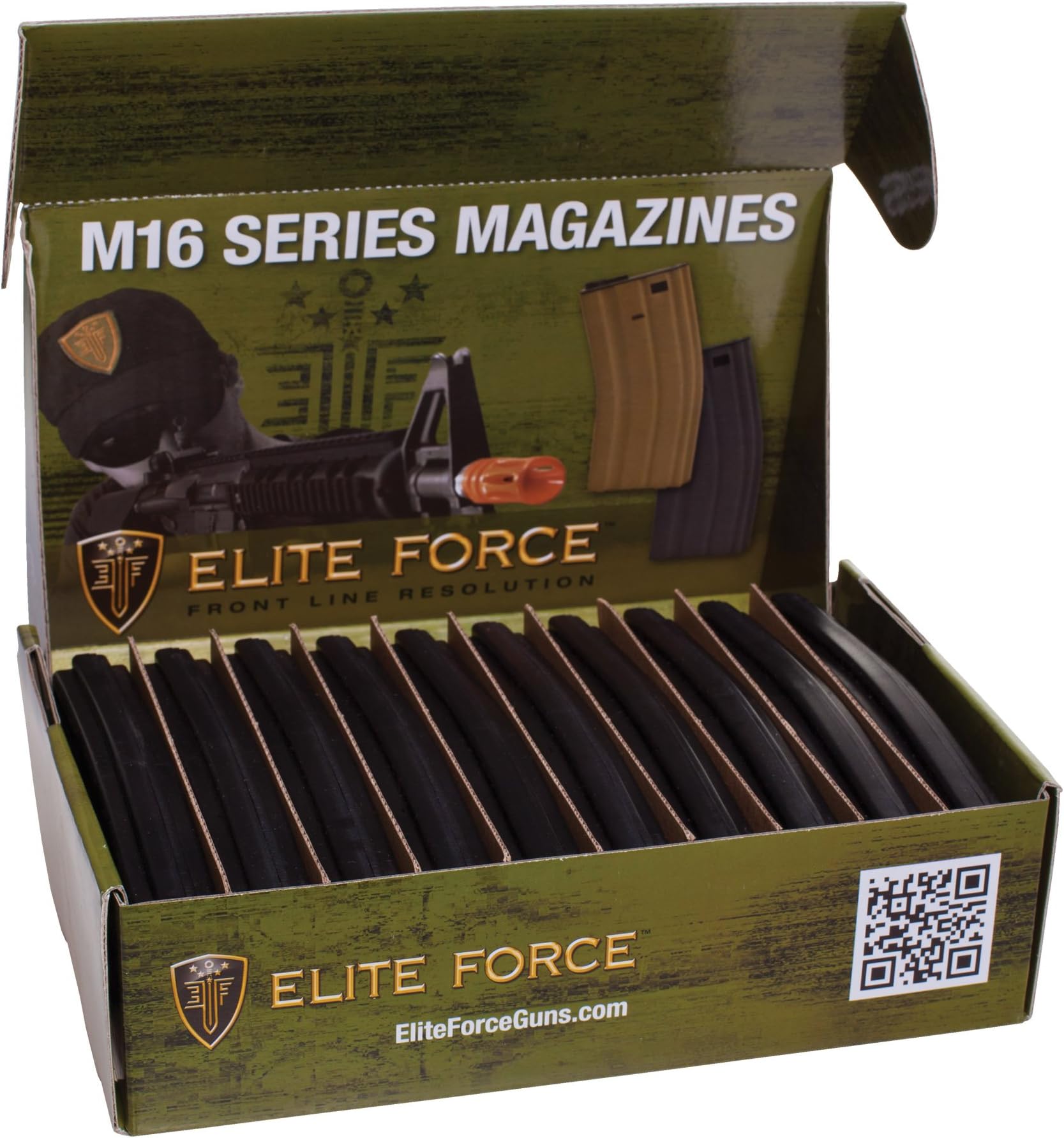 Elite Force M4 and M16 6mm BB Airsoft Gun Magazine, Black (140 Rounds), Pack of 10