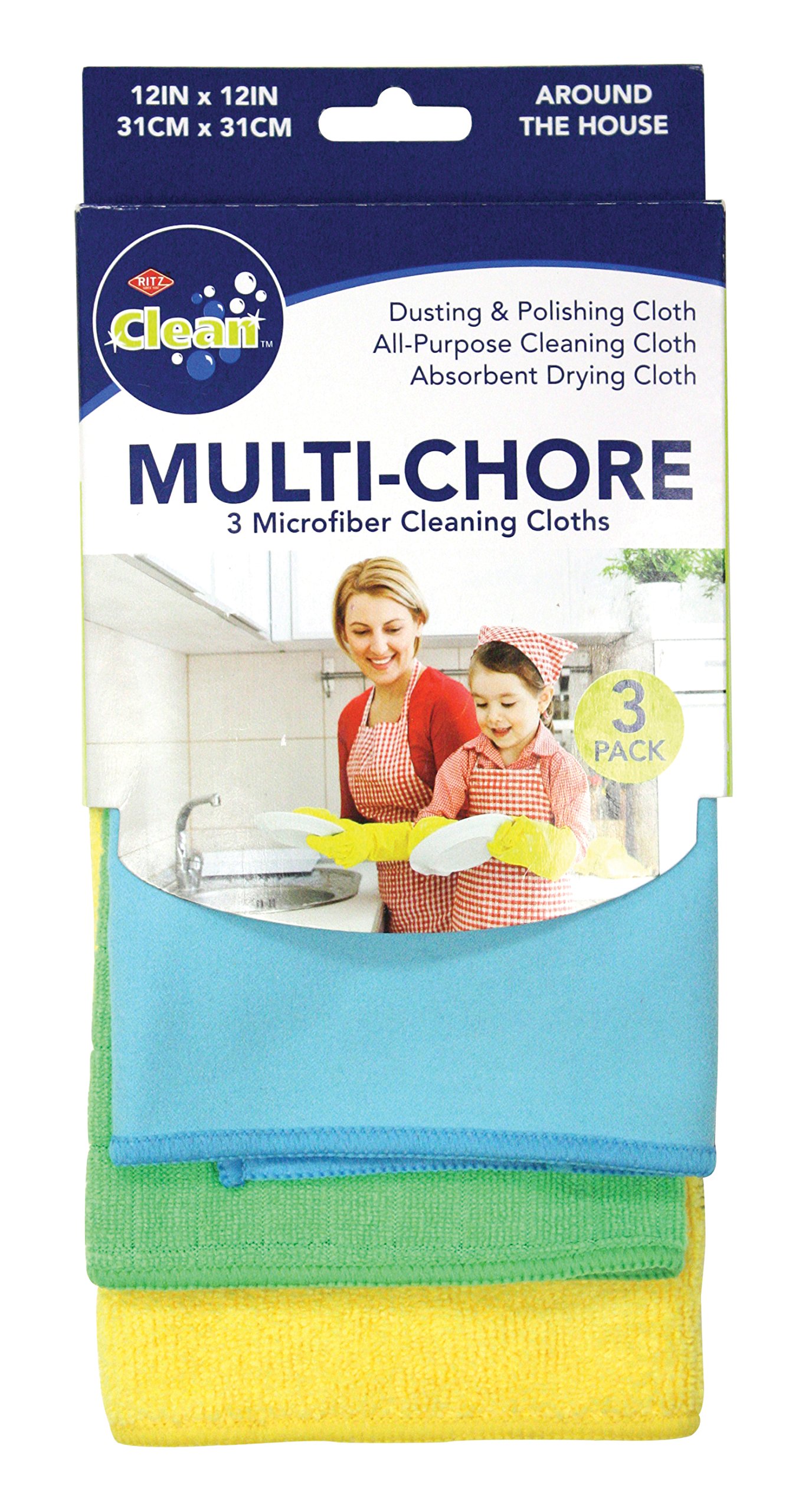 Ritz Multi Chore - Paño de Limpieza de Microfibra para Cocina y baño, Juego de 3