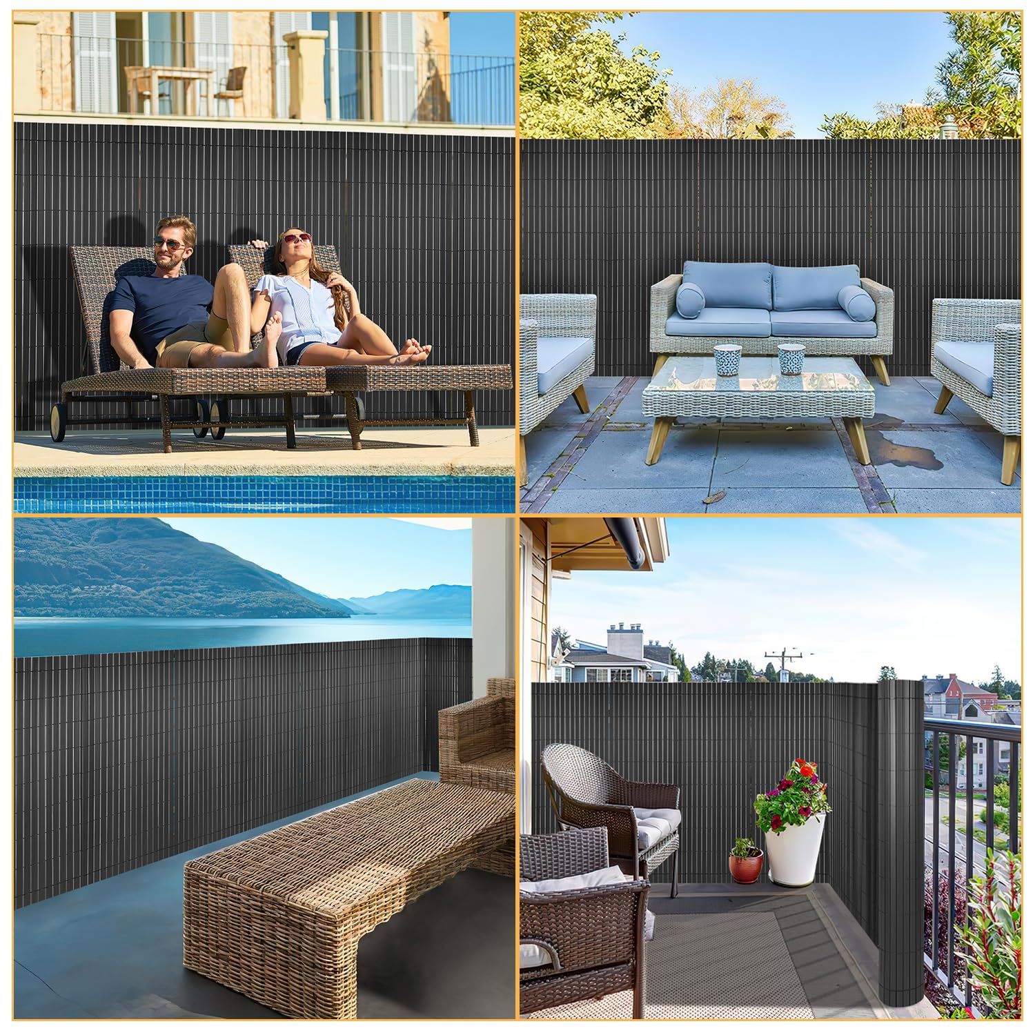 Pellicola frangivista in PVC, 90 x 400 cm, con fascette, lamelle rinforzate, protezione dal vento per balcone, giardino e terrazza, colore: antracite