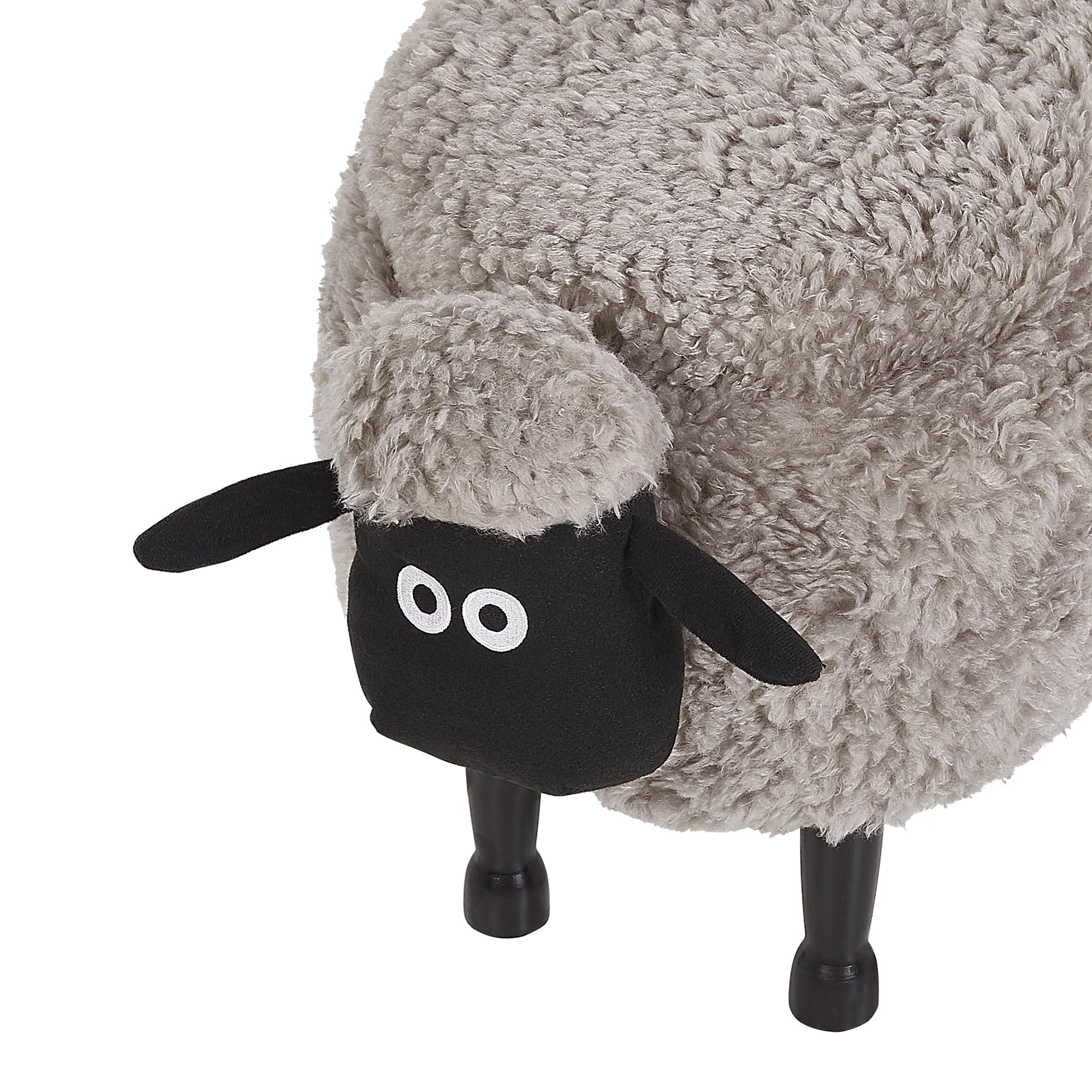 Beliani Bezaubernder Hocker für Kinder in Schaf-Form grau Felloptik mit Stauraum Sheep