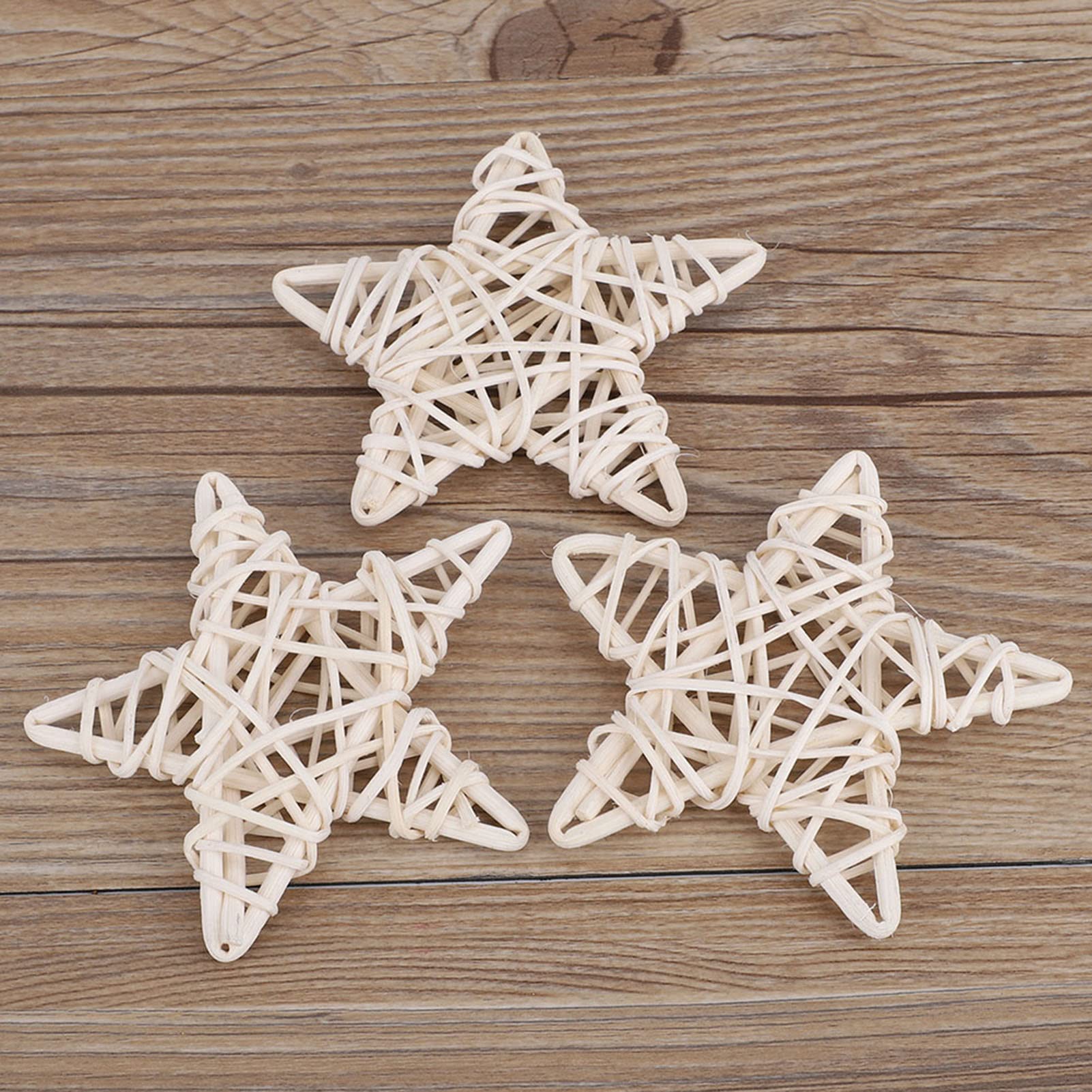 12 Pezzi Stelle In Rattan Fai Da Te, 8.5 Cm Palline In Rattan A Forma Di Stella Decorazione Di Palline Di Rattan A Stella Per Matrimoni Tavoli Albero Di Natale Casa Giardino Bianco(01)