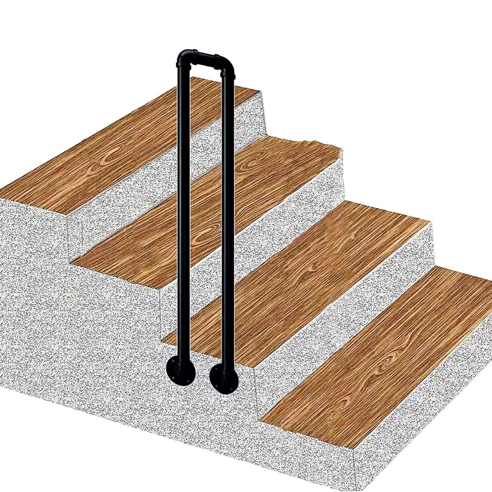 FKXSXAZ Indoor & Outdoor Stair Railings Handrails, Wrought Iron Safety Grab Bars Fence Side Mounted U-Shaped Step Hand Rail Support Rod(Size:55cm/21.7in)