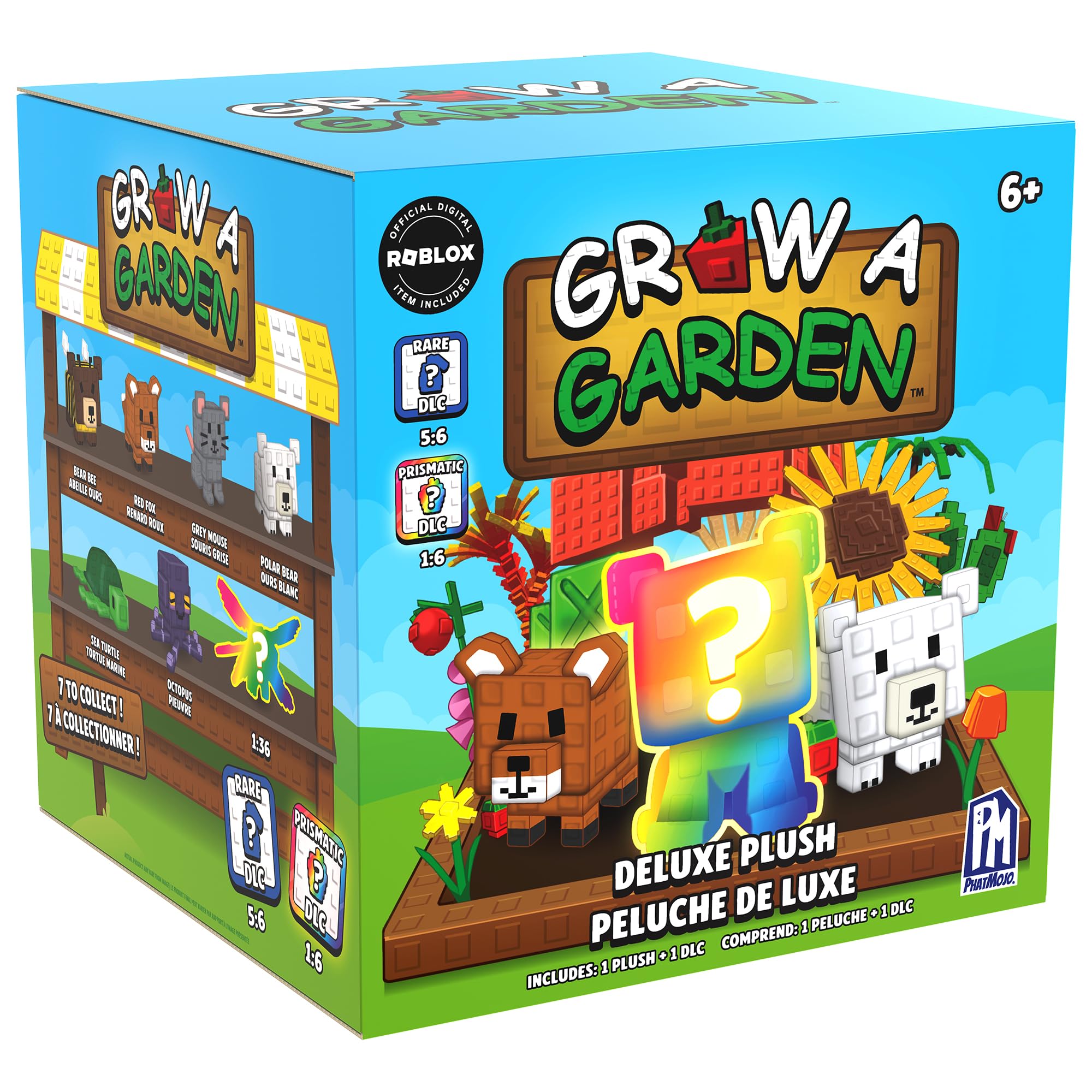 Grow a Garden Peluche Surprise 20 cm Deluxe - Grande Peluche avec Code DLC épique - Poupée à Collectionner dans Une boîte mystérieuse - Jouet Premium fidèle au Jeu vidéo Roblox