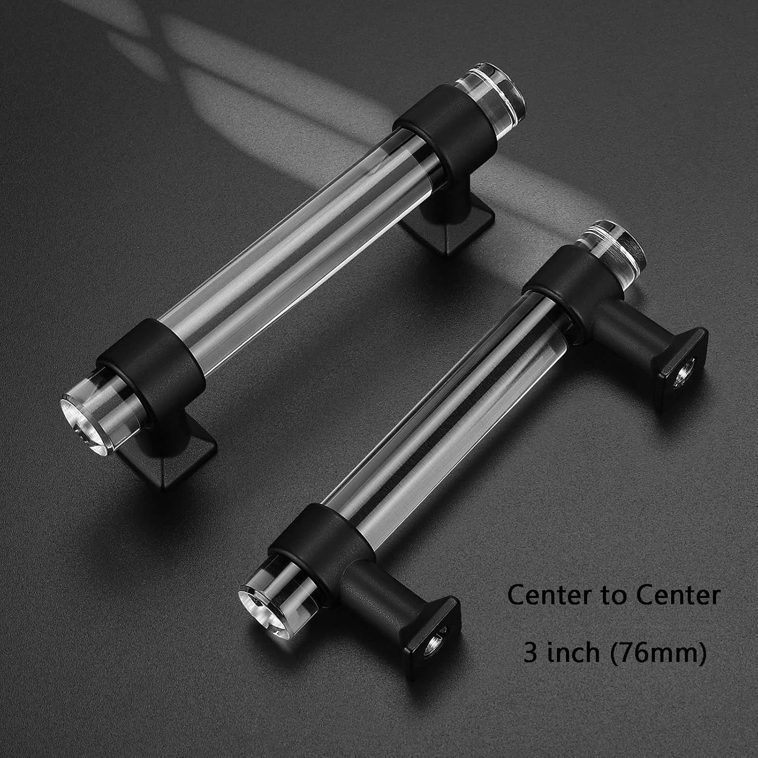 Mengico 20 Pack Cabinet Pulls Black Matte 3 Inch Kichen Cabinet Handles Acrylic Lucite Drawer Pulls Modern Cabinet Hardware T Bar Pull Handle