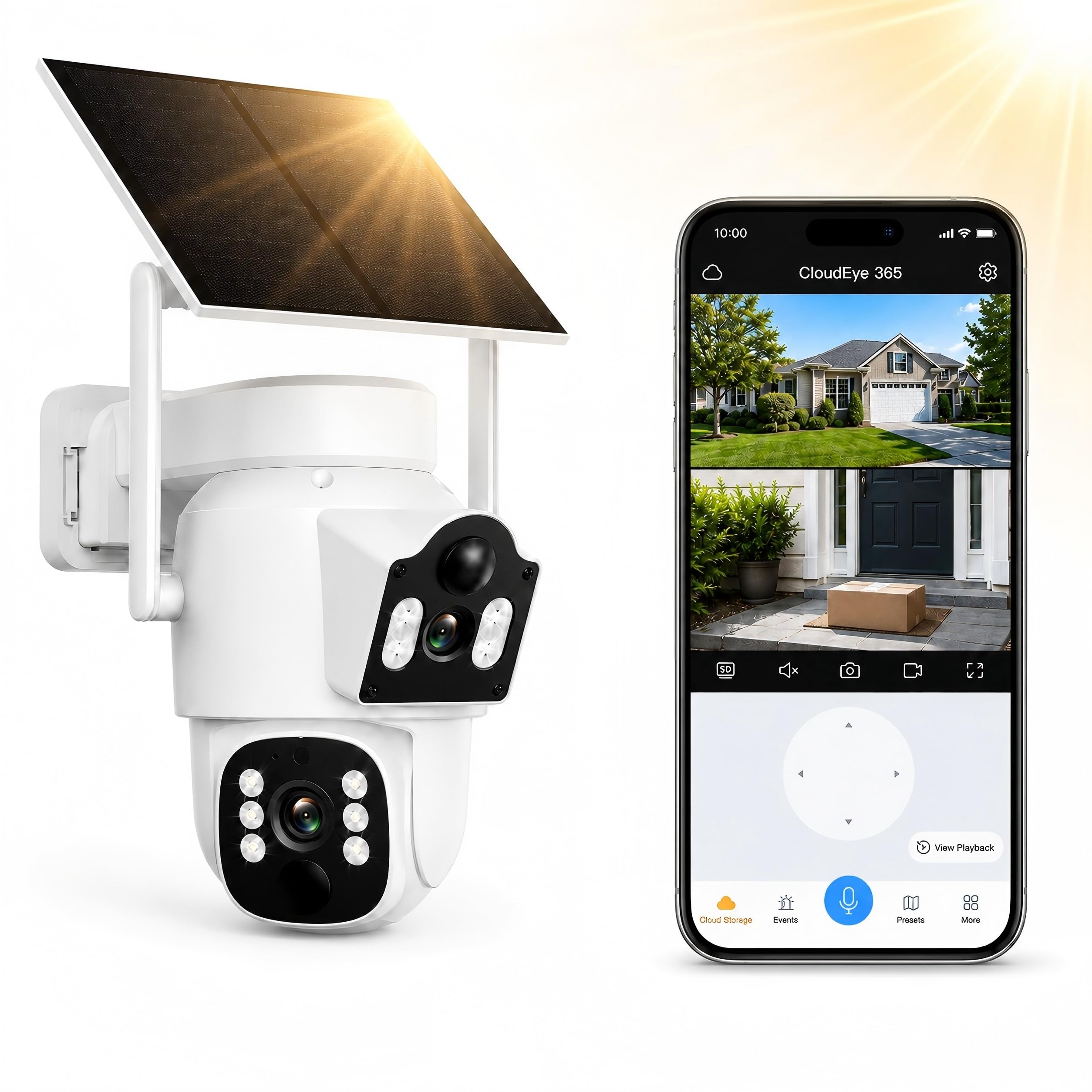 Camcamp 2K Dual Lens Solar Security Camera Wireless Outdoor, Auto Tracking | 355° Pan PTZ, Color Night Vision, Spotlight and Siren, 2-Way Talk, PIR Detection, IP66, No Monthly Fee for Home Security-picture-19