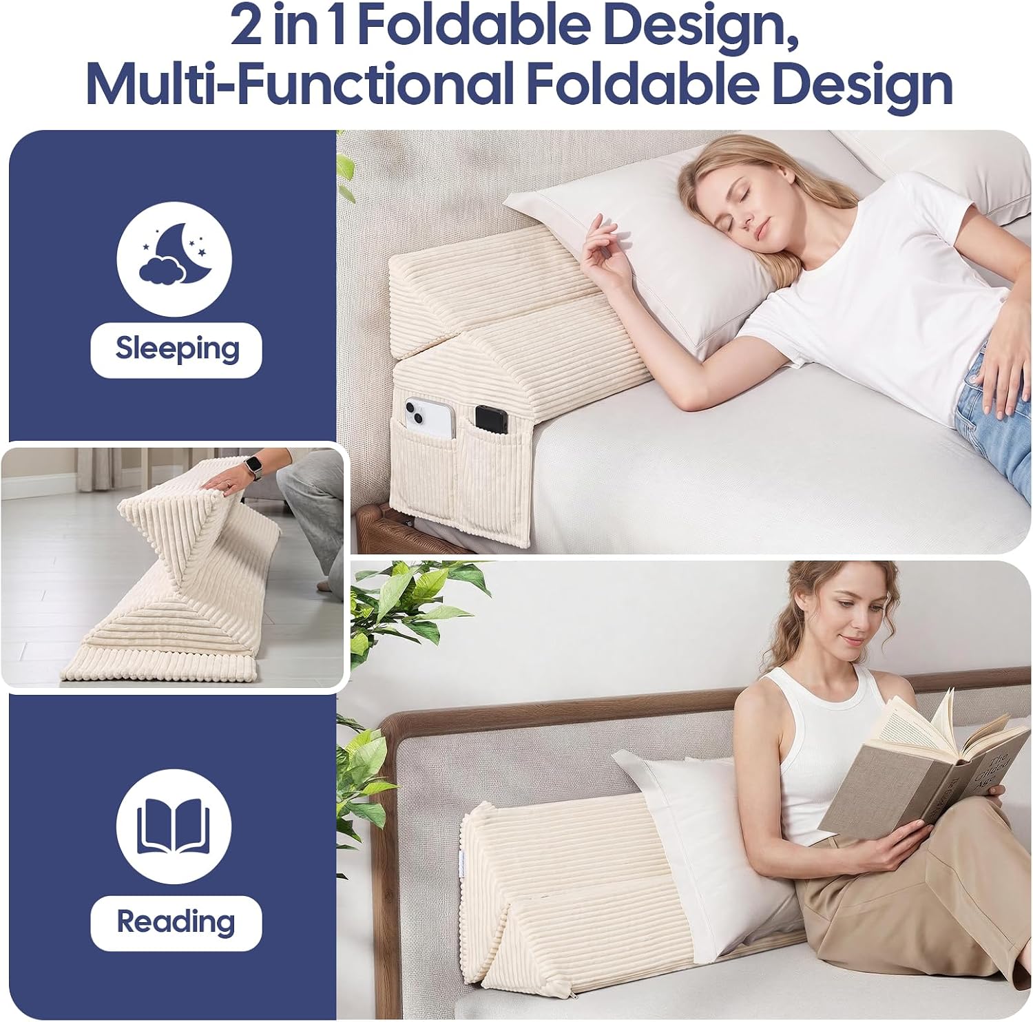 Bed Wedge Pillow for Headboard, King Size Gap Filler Mattress