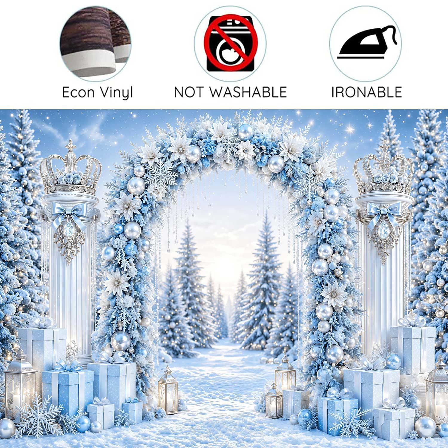 Fondale fotografico natalizio con arco invernale delle meraviglie 3X2,4 m