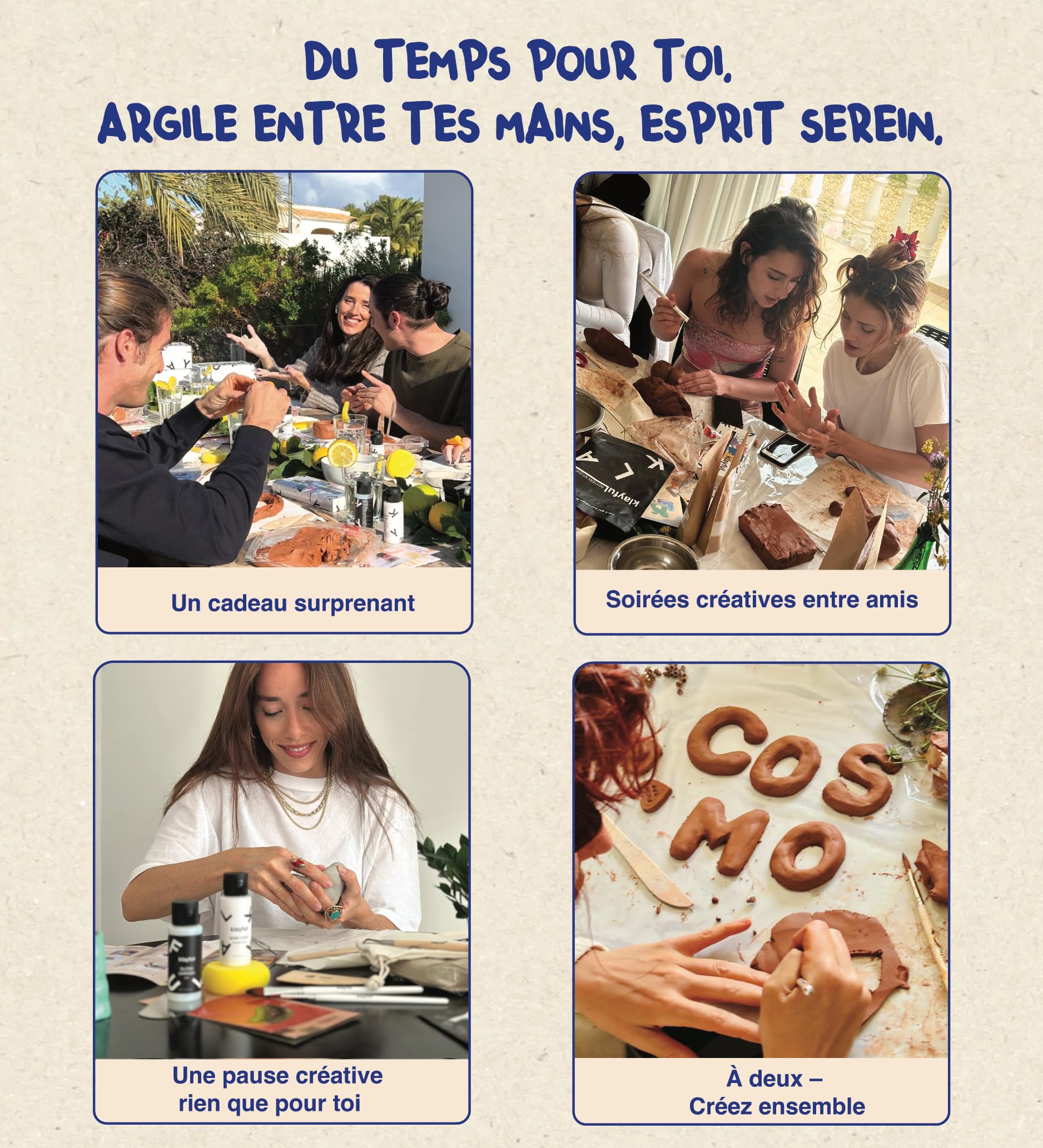 KLAYFUL – Kit Argile Autodurcissante Sans Cuisson | Peintures Classiques Haute Couvrance | Outils, Pinceaux, Vernis et Guide | Kit Poterie Adulte Débutant | Cadeau Créatif DIY