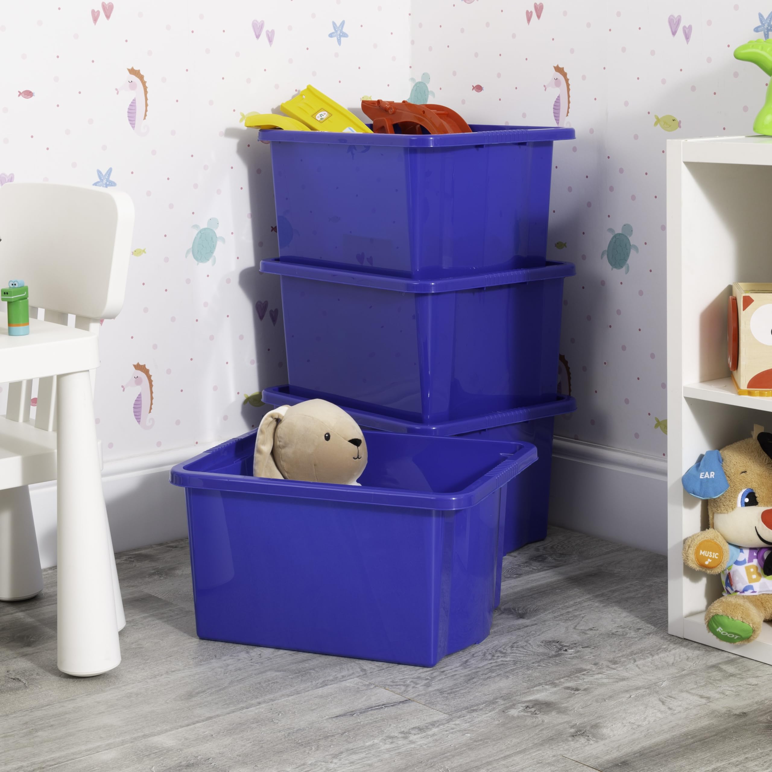 Wham - 35L Stackable Storage Box - Blue - Polypropylene - 4 Pack