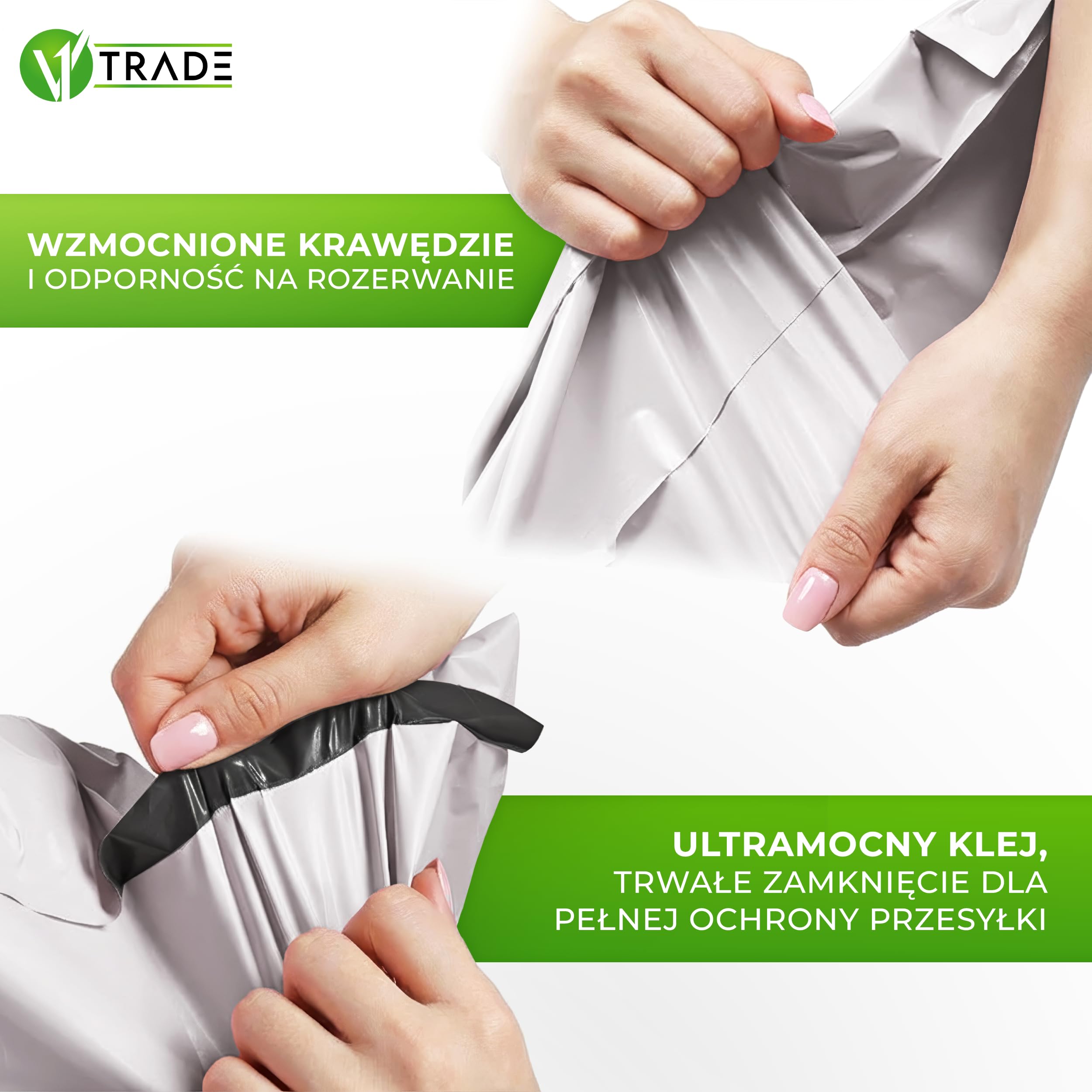 V1 TRADE torby kurierskie 26x35cm – torebki wysyłkowe z taśmą samoprzylepną – torby pakowe 100 szt. – torebki wysyłkowe na ubrania, Vinted, handel online i wysyłki towarów