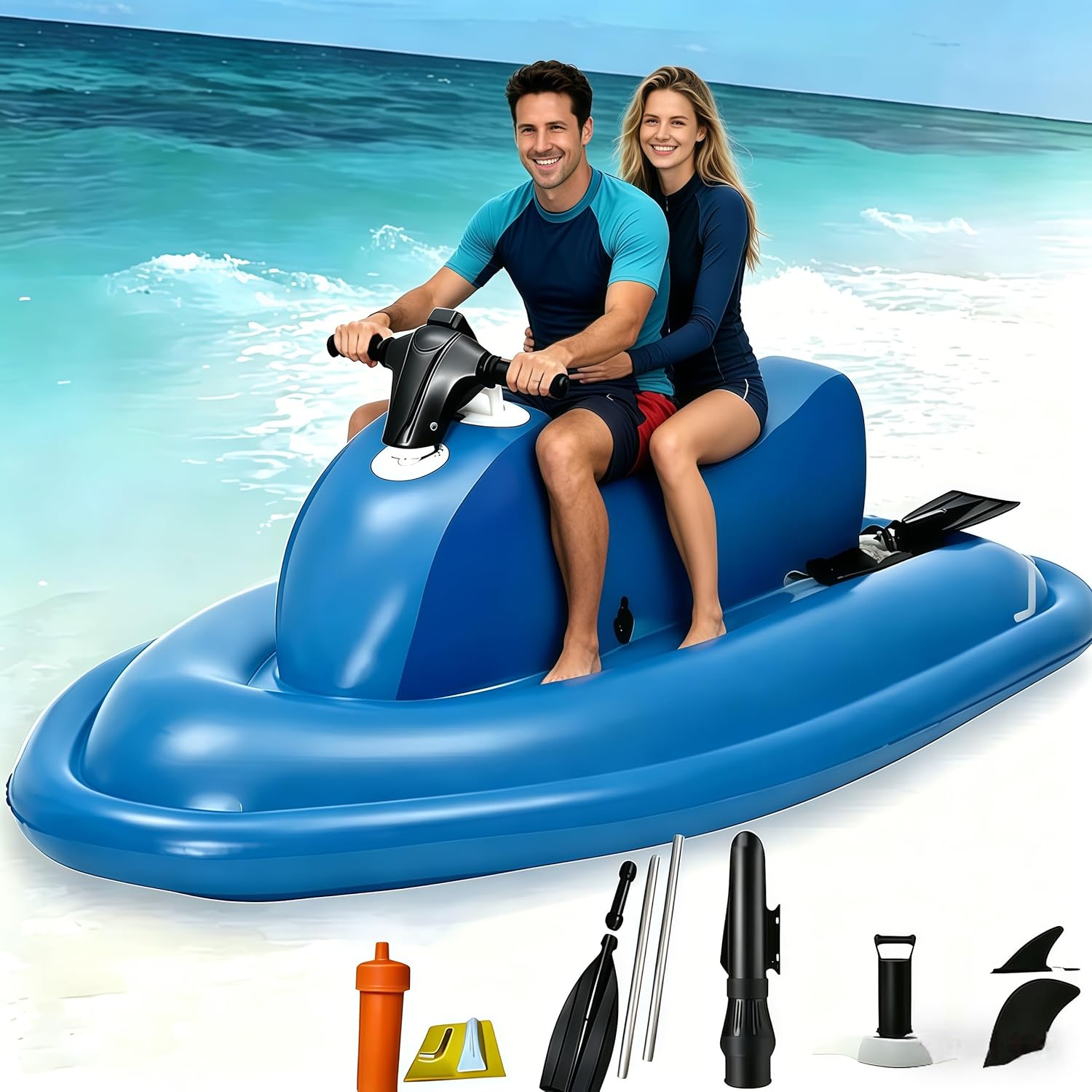 Foldable 2-in-1 Electric Inflatable Jet Ski & Diving Underwater Scooter, 16000mAh Battery, 3-9km/H Speed, 150min Runtime, 3.5h Quick Charge, with Dual Safety Fins, for Adults Snorkeling