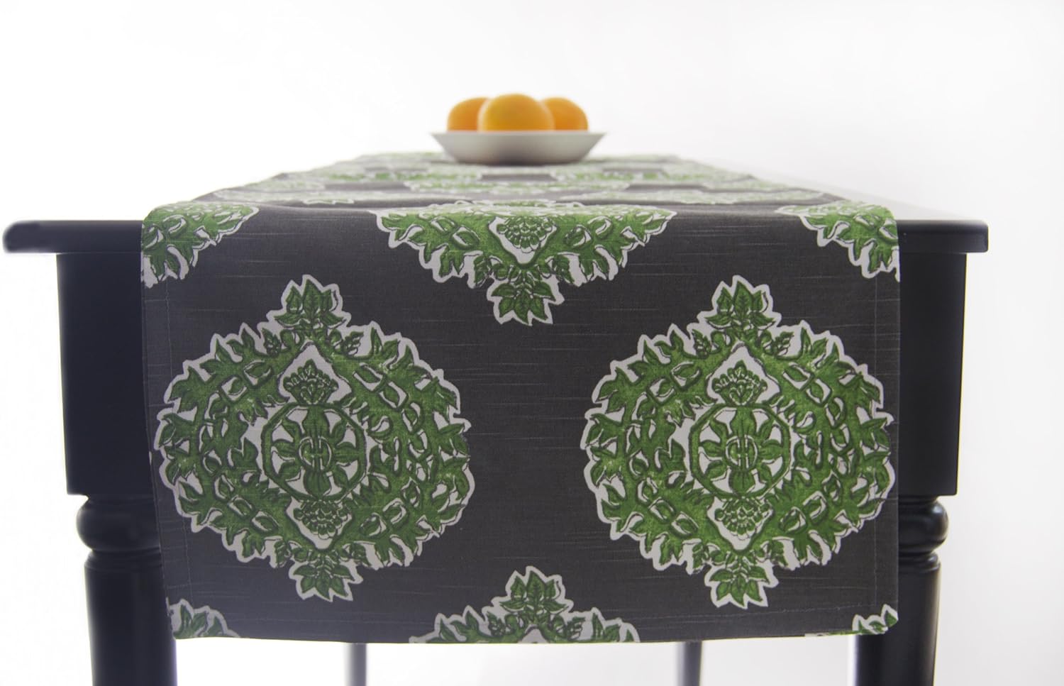 Charcoal Grey Table Runner Grey and Green Table Runner 120 inch 120