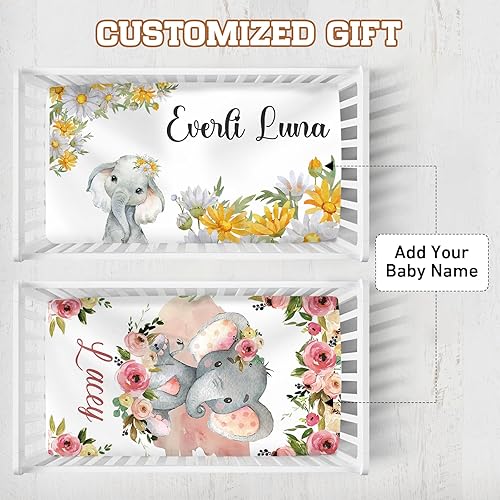 Miniatura 3 de Sábanas de cuna con nombre personalizado, ropa de cama de bebé personalizada para niños y niñas, sábanas bajeras plegables portátiles de algodón