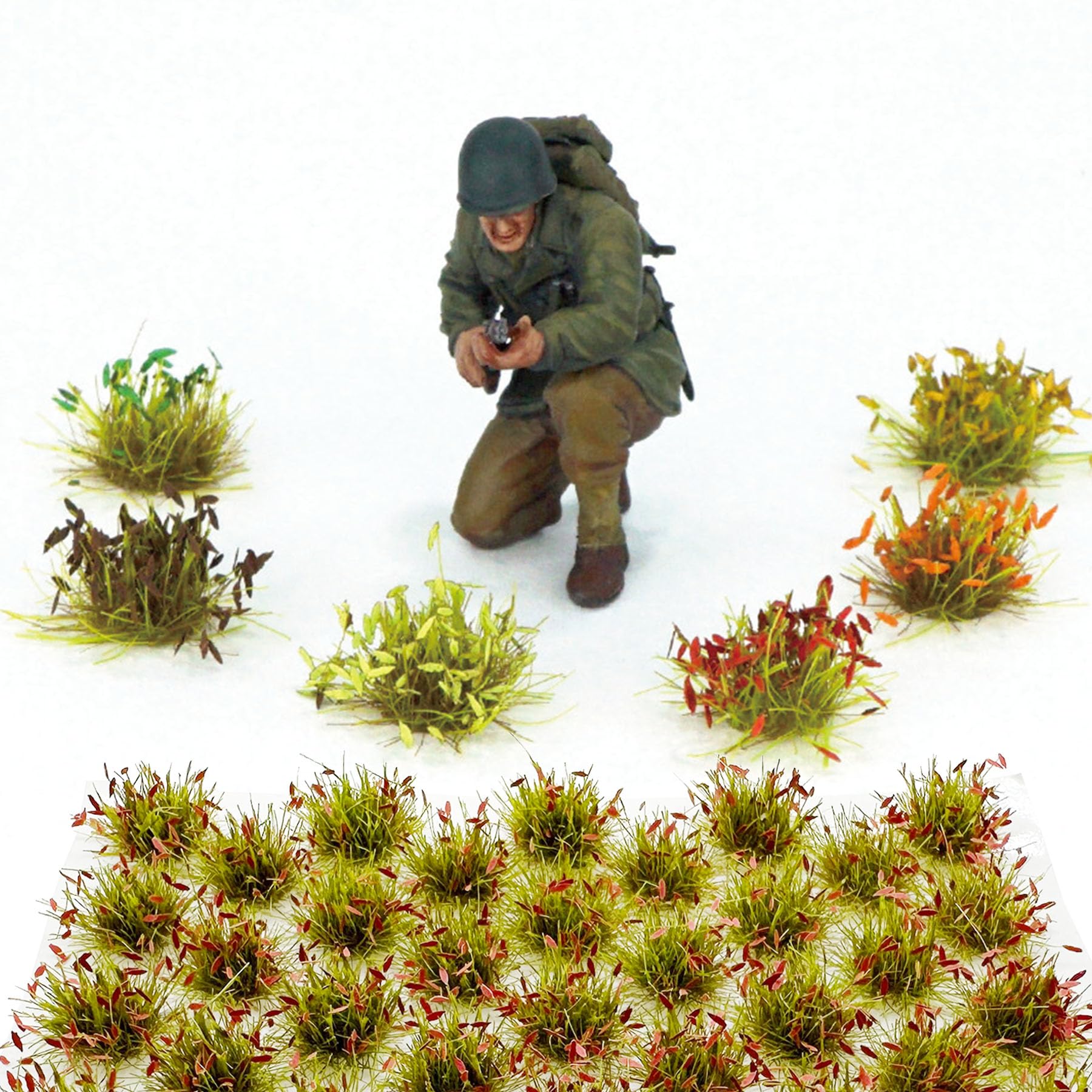 Woohome 32 PCS Miniature Grass Cluster, Red Static Grass Tuft Model Vegetation Groups Static Grass Tufts for DIY Model Train Landscape Railroad Scenery Grass Tufts Flower - Image 4