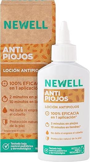 NEWELL | LOCIÓN ANTIPIOJOS | Elimina 100% Piojos y Liendres | Loción 100 ml | No Daña ni Engrasa el Cabello | Botella 100 ml 100% Reciclada y Reciclable