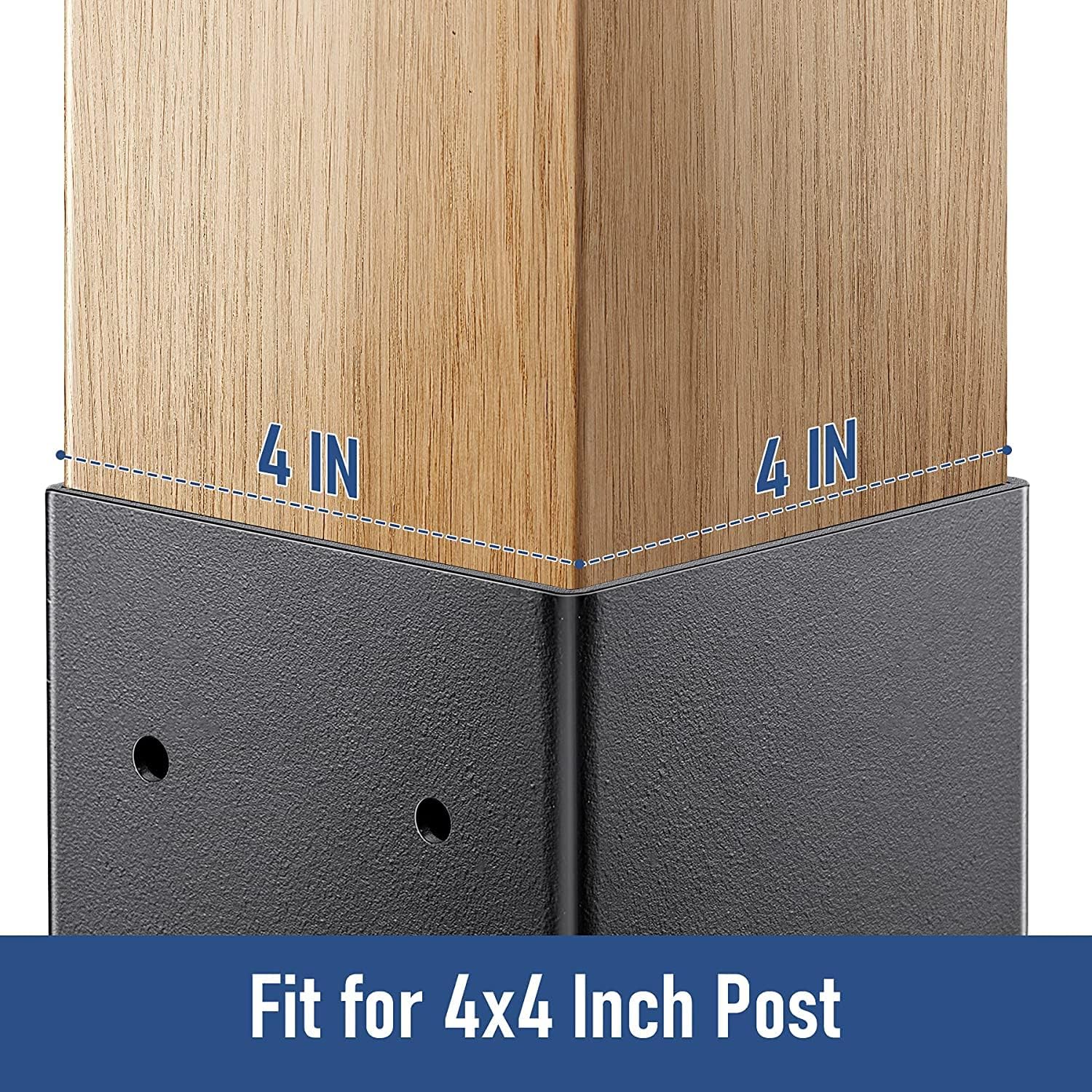 Metty Metal 4×4 Post Base 5 Pcs Post Base Brackets,Inner Size 3.6"x3.6" Heavy Duty Powder-Coated Post Anchor Matte Black Wood Post Brackets for Pavilion Deck Railing Support Deck Base Plate 5 Matte Black