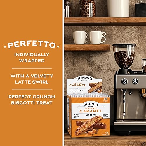 Vista 5 de Nonni's Salted Caramel Biscotti - Galletas italianas de caramelo, chocolate con leche y sal marina, empaque individual, 1 lb, 5 oz