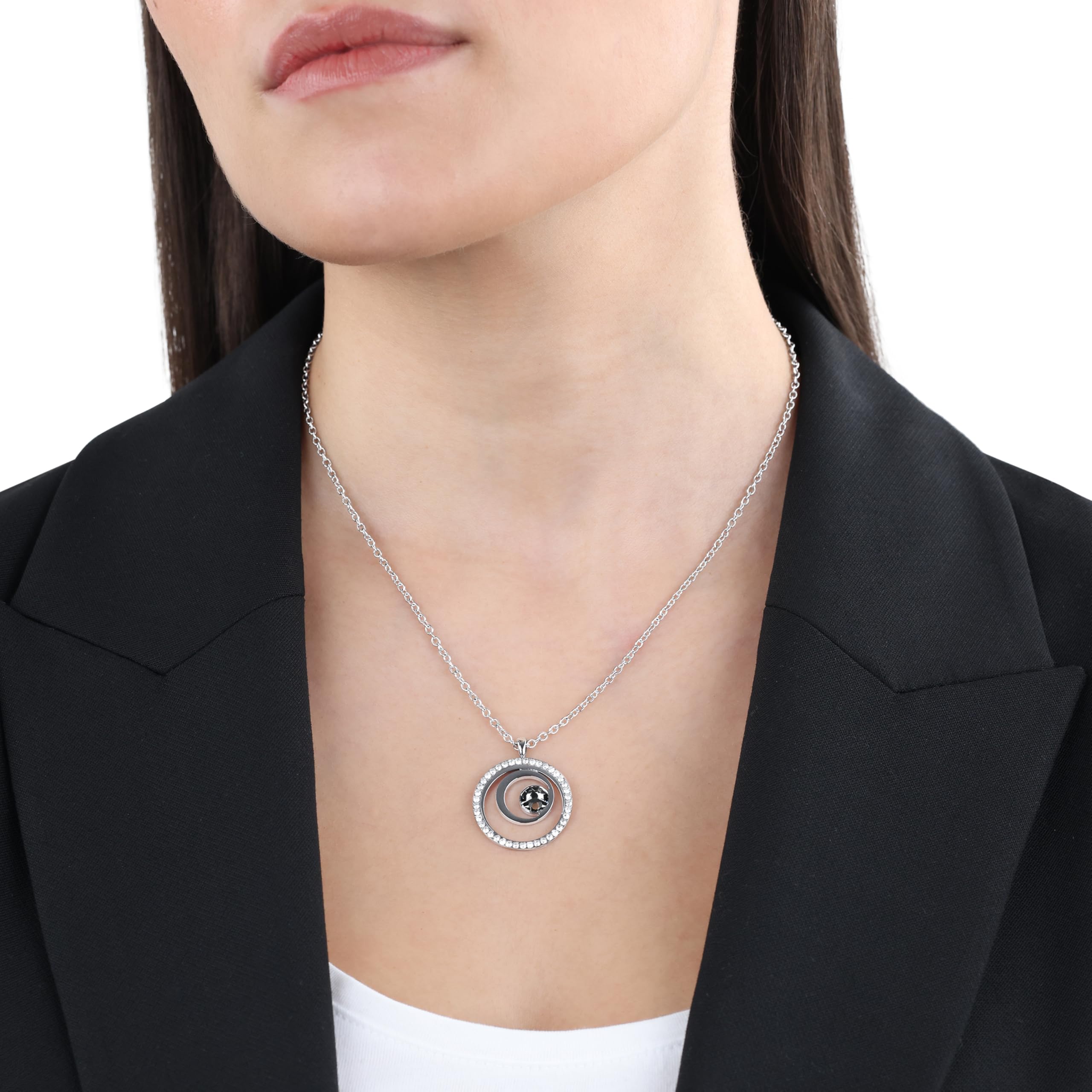 s.Oliver Kette mit Anhänger aus Edelstahl/925 Sterling Silber für Damen, Halsschmuck, mit Kristall, Kommt in Schmuck Geschenk Box
