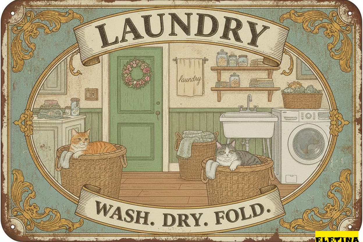 Personalized Sign for Man Cave Laundry Wash Dry Fold Metal 8x12in Humorous Plaque Laundry Room Wall Decor Gift Private Property Decorative