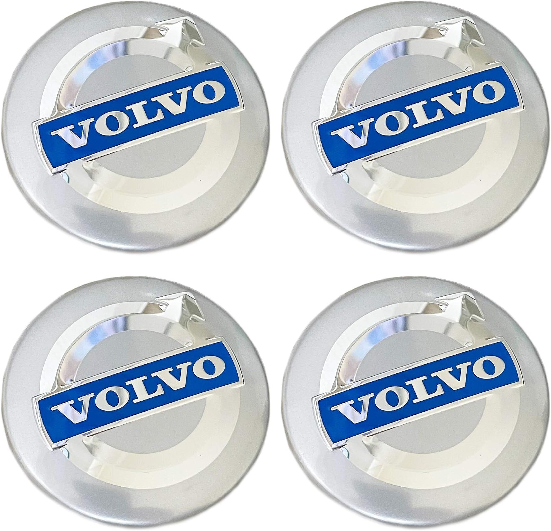 4 For Volvo Silver Blue Alloy Wheel Centre Hub Cap Emblem Badge 64mm