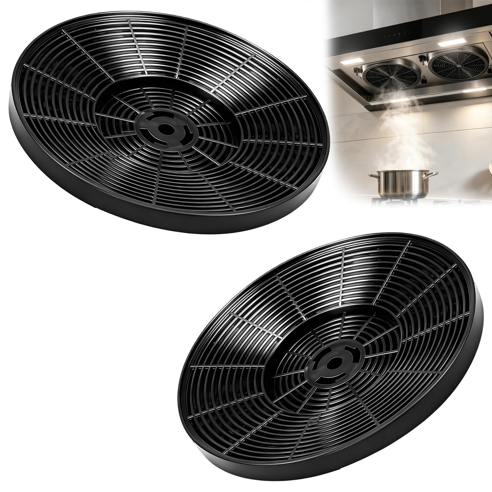 2 Pcs Carbon Filters for Cooker Hoods, 175mm Activated Carbon Filters, Cda Cooker Hood Filterss, Black PP Replacement Filterss Activated Carbons Vent Filter for Cda Sia2 Cookers Hood Extractor