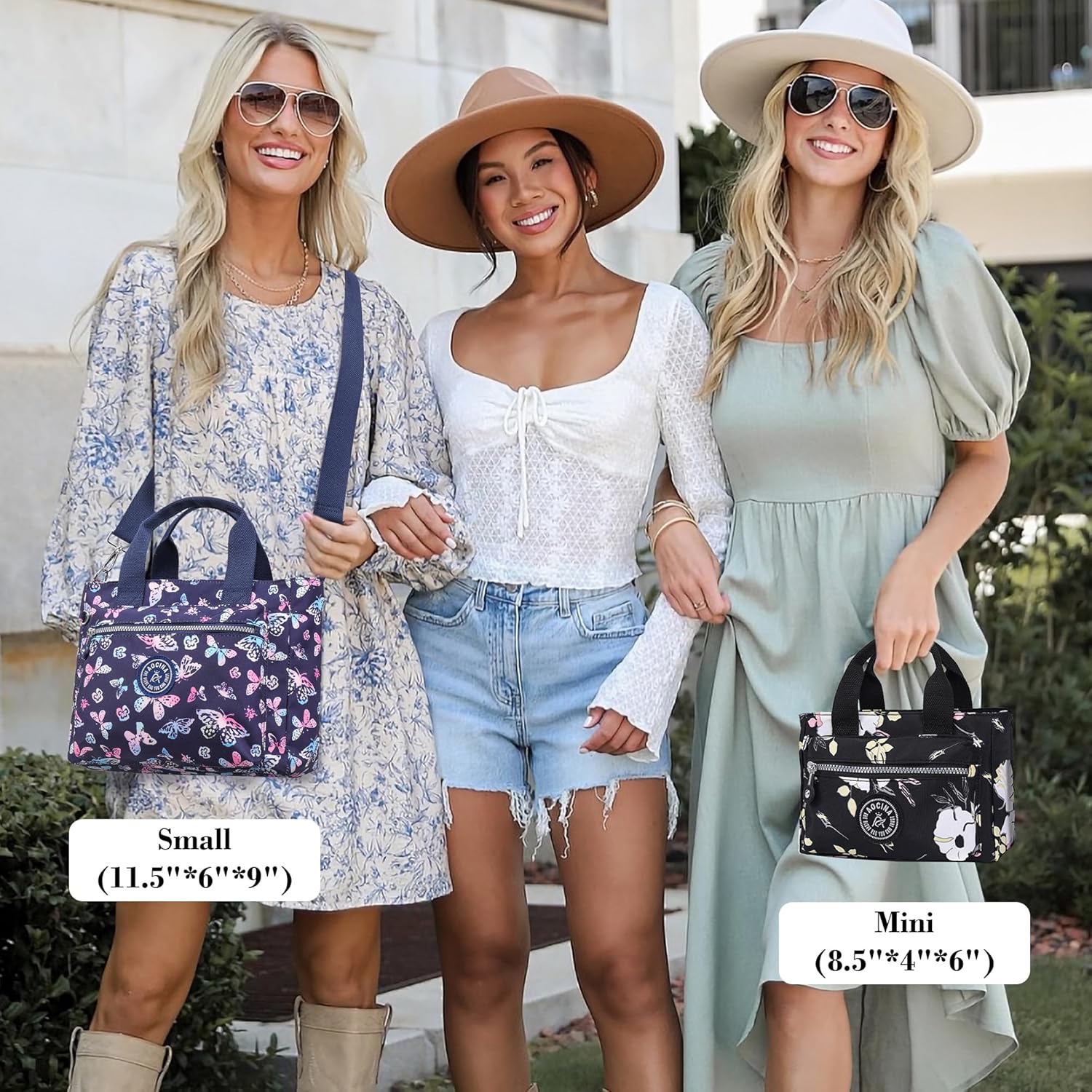 AOCINA Small Tote Bag With Zipper Mini Nylon Crossbody Bags for Women Work Everyday Multi Pocket Lightweight Satchel Purse - Image 3