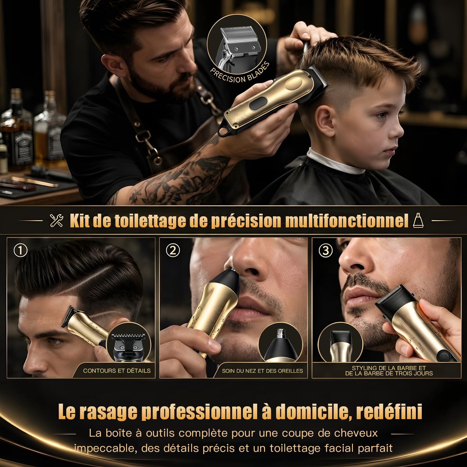 Solati Set de 2 Tondeuses Cheveux Hommes Professionnel, Tondeuse Barbe Homme, Rasoir Électrique Homme avec Écran LCD, Tondeuse de Finition Cheveux et Barbe, Tondeuse Precision Homme, Cadeau Homme