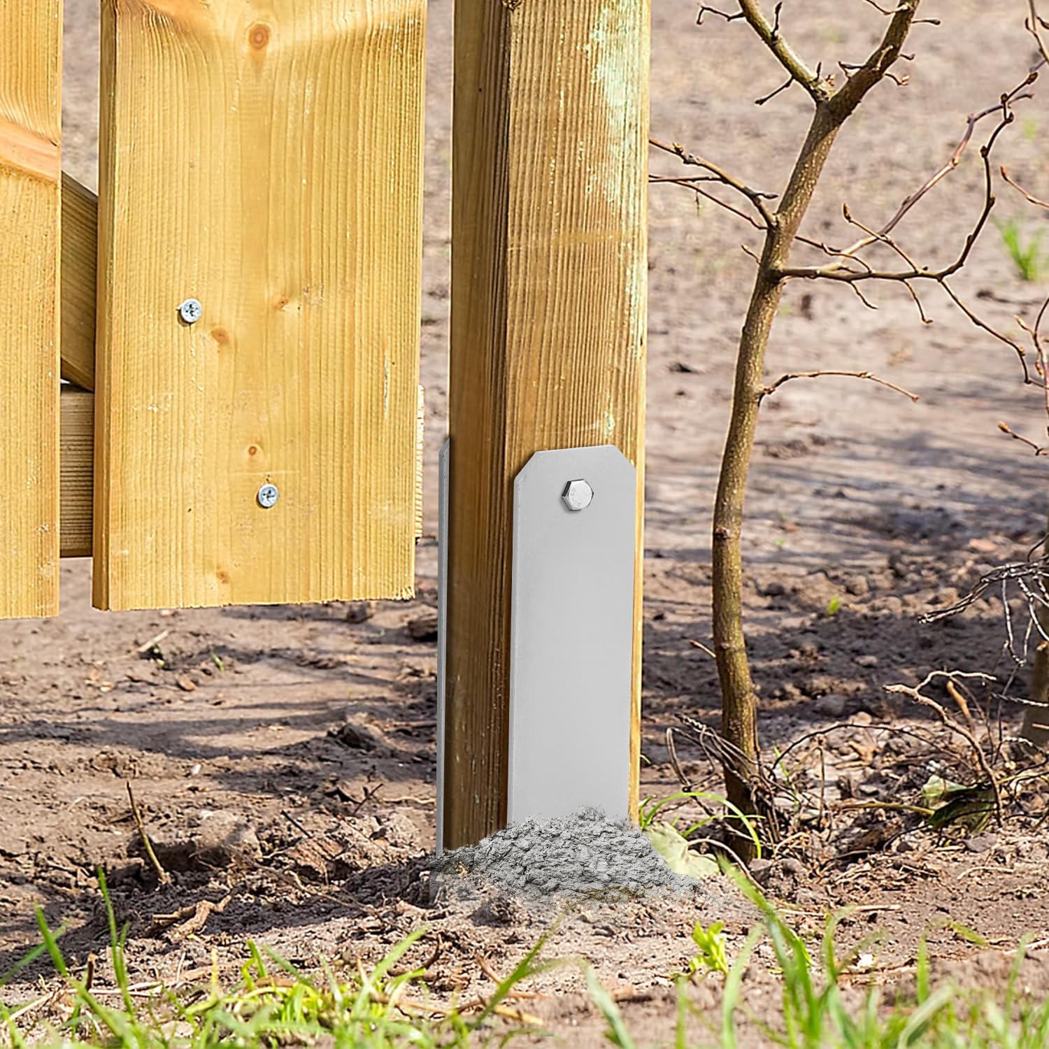 Juego de 8 anclajes en H de 101 x 600 mm – Soporte para postes en H para valla y postes de madera, anclajes en H robustos para valla de jardín, garajes, cenadores y proyectos de construcción