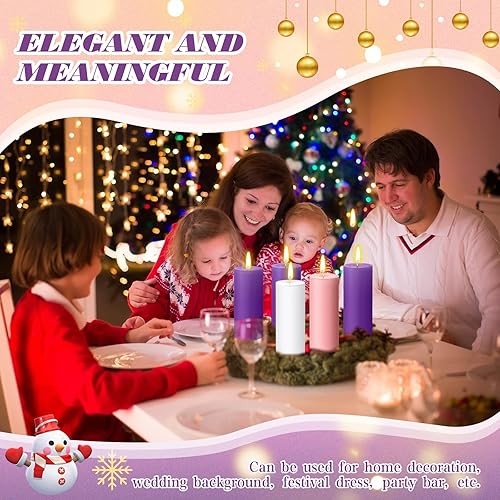 Miniatura 4 de 5 velas votivas redondas perfumadas de Navidad, velas votivas perfumadas de larga duración, velas de color morado, rosa, blanco, velas de adviento
