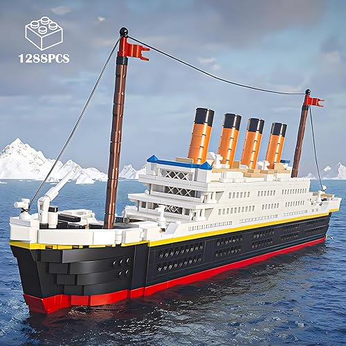 Miniatura 3 de RSDHFLY Titanic - Juego de bloques de construcción modelo Titanic, 1288 piezas, juego de construcción de cruceros Titanic, un ladrillo de bricolaje