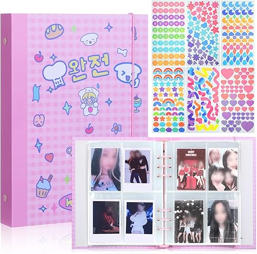 Kpop - Carpeta para tarjetas fotográficas Kpop, fundas para libros con calcomanías coreanas Kpop, carpeta A5, álbum de tarjetas fotográficas de 6