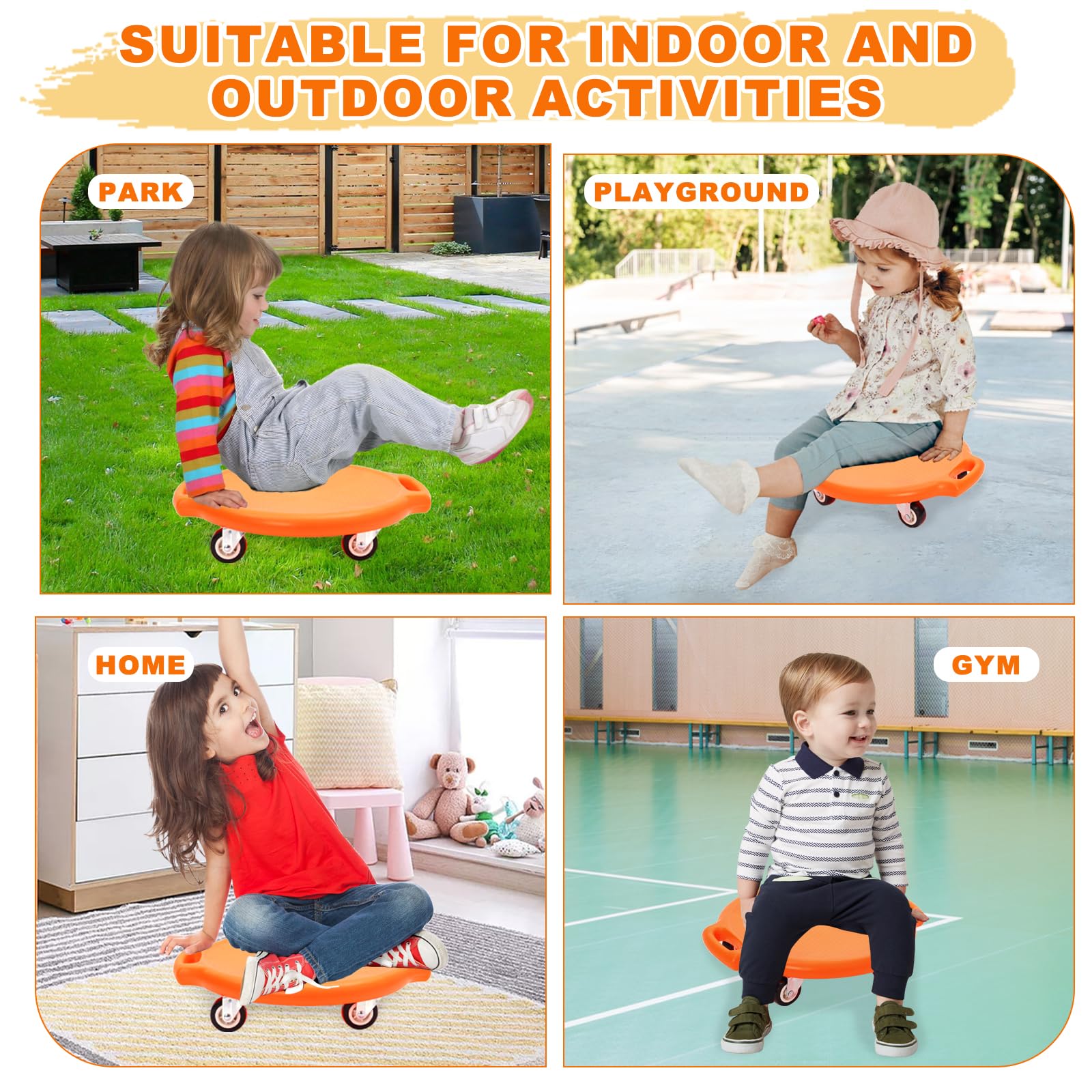 Balance Board dziecięca z uchwytami i kółkami szeptającymi, deska na kółkach z tworzywa sztucznego, sprzęt sportowy dla dzieci, do użytku wewnątrz i na zewnątrz, trener równowagi małych dzieci, deska