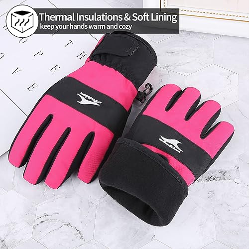 Miniatura 5 de Achiou Guantes de esquí para niños, impermeables, para invierno, nieve, snowboard, cálidos, pantalla táctil, para niños, niñas, esquí, ciclismo