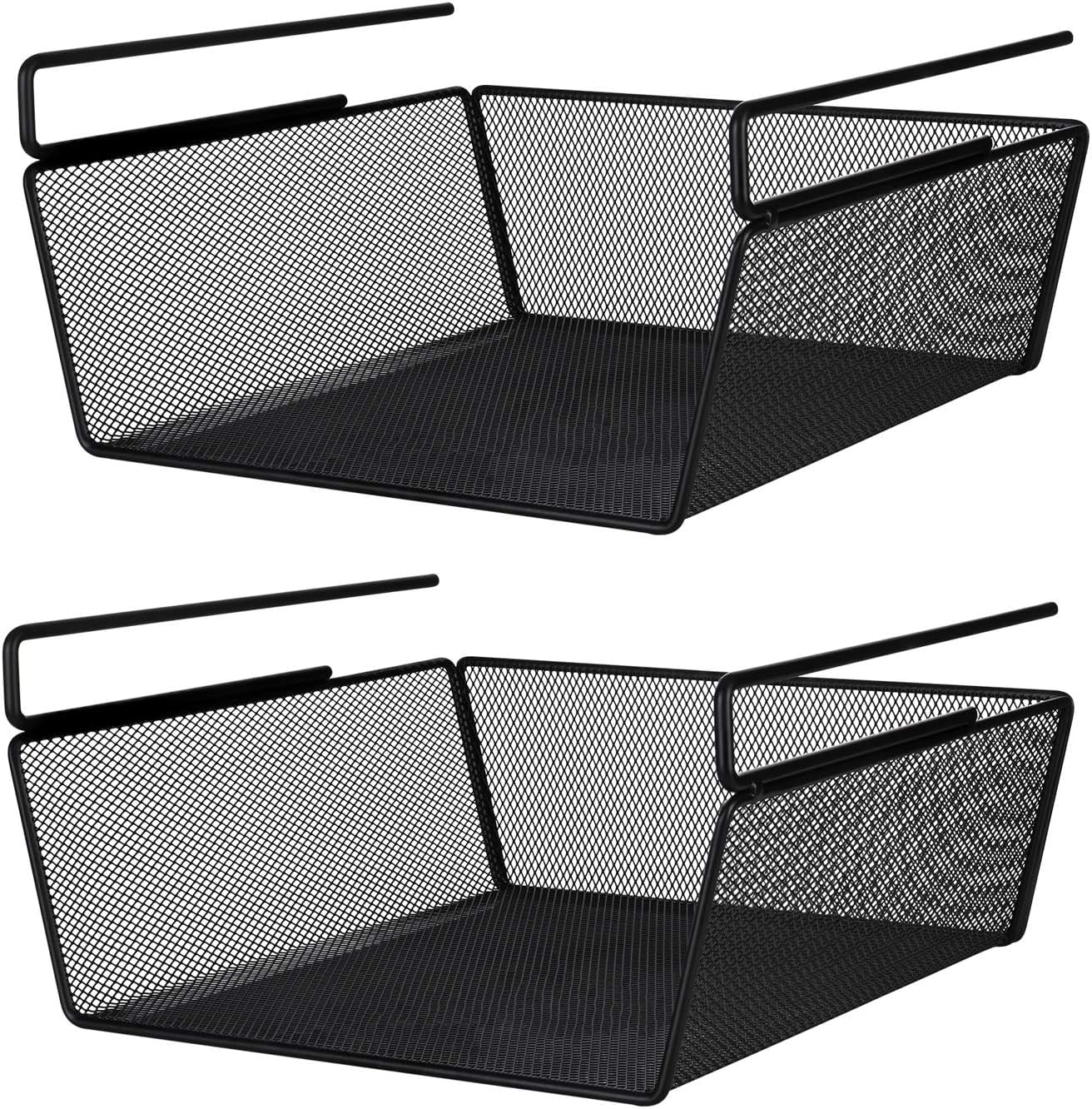 Styleys Under Shelf Baskets - Mesh Wire Rack Shelf Organizer Hanging Baskets for Office Kitchen Pantry Organization and Storage (17-inch, Black), 2 Pieces - S11036 (B0DH4ZJHPC) Amazon Price History, Amazon Price Tracker