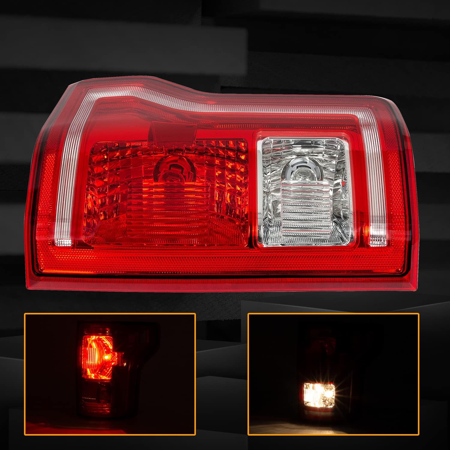 RANSOTO F150 Tail Light Compatible With Ford F-150 2015 2016 2017 Right Passenger Side Rear Brake Lights Tail Lamps With Bulbs Repalce FL3Z13404A, FO2801239