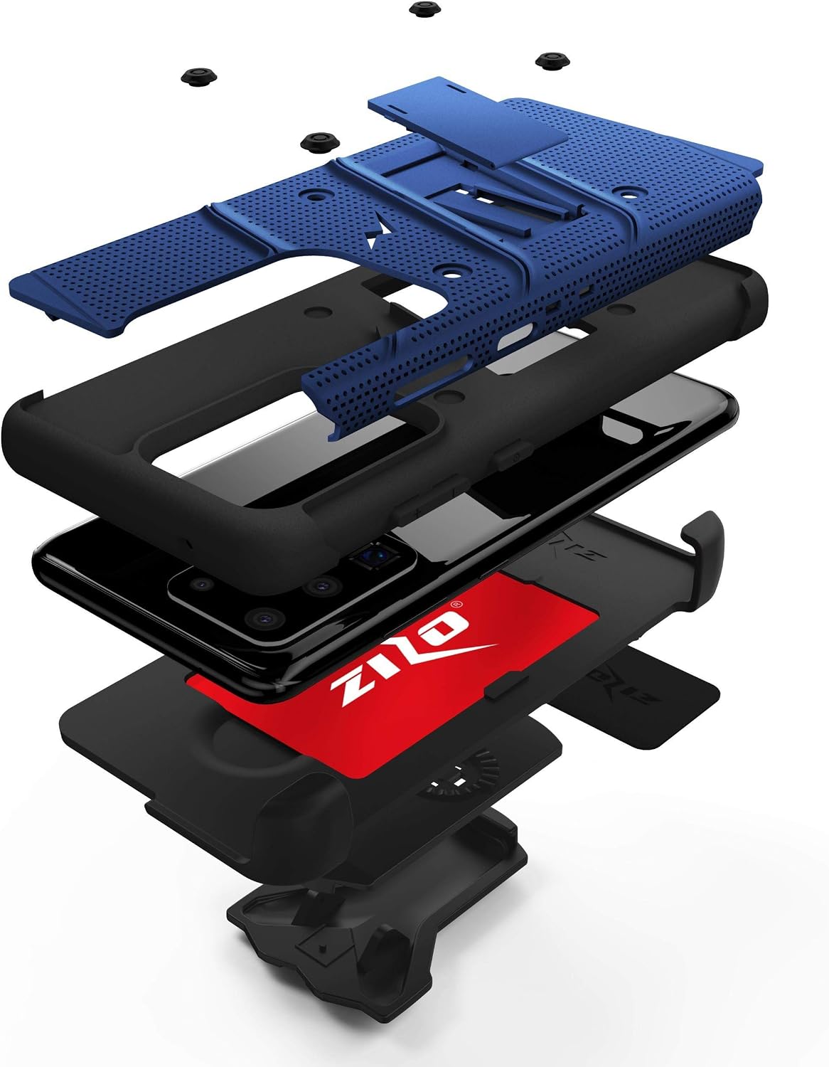 ZIZO Bolt Series for Galaxy S20 Ultra Case with Kickstand Holster Lanyard - Blue