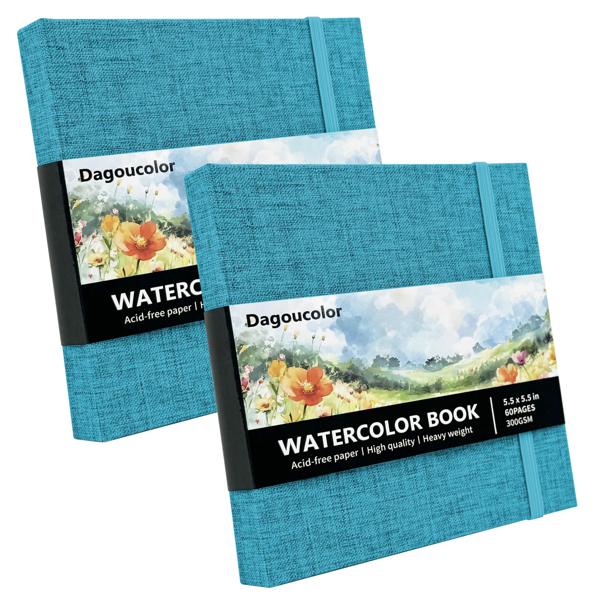 DagouColor Watercolor Sketchbook, 2 Pack, 30 Sheets Each - Blue, 14 * 14cm