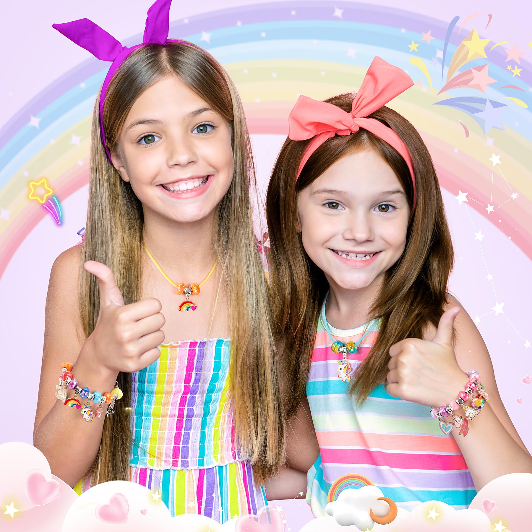 Tomylv Kit Braccialetti Fai Da Te Bambina, Regalo Bambina, Arcobaleno, Kit Gioielli Creativi, Regali Di Compleanno, Giocattoli per Bambini 5-12 Anni