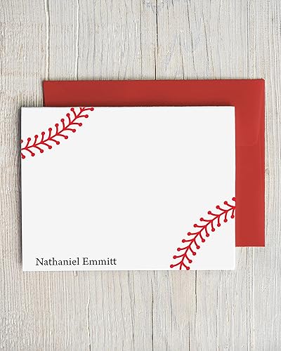 Miniatura 3 de Baseball Stitching Note Cards | Personalized Baseball Stationery | Stationery for Kids | Base Ball Sports Notes | Set of 10 FLAT Cards and Envelopes