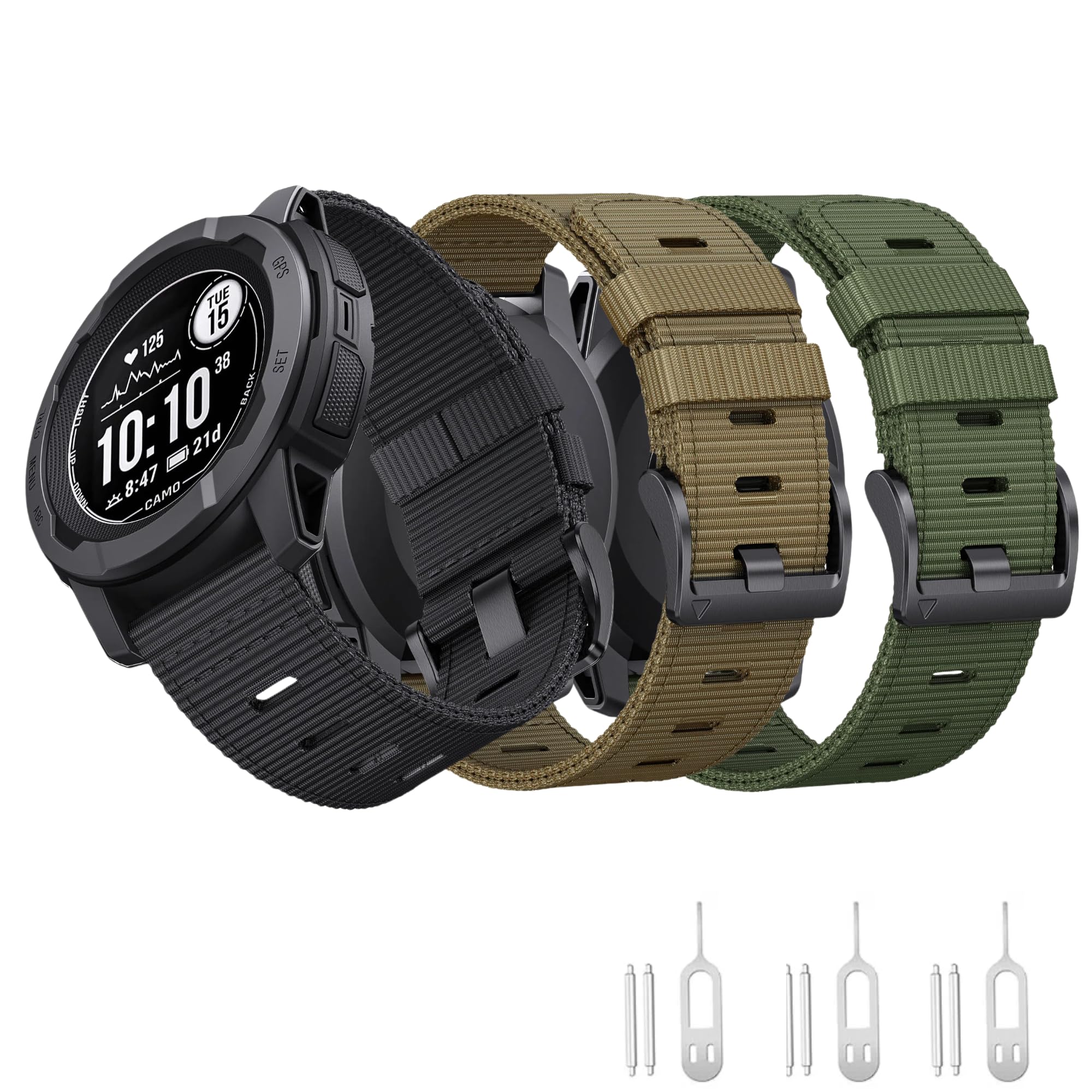 for Garmin Instinct 2S/2S Solar Strap, Rugged Nylon for Instinct 40mm strap