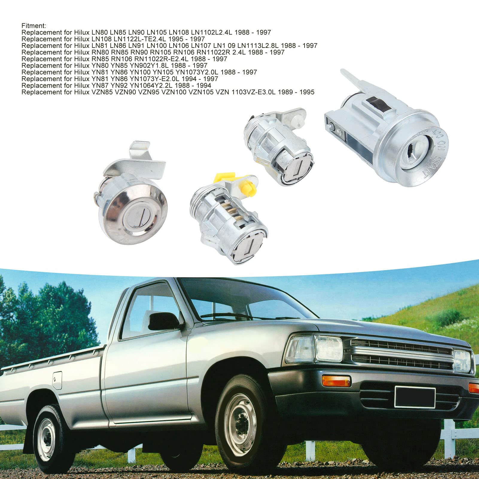 Aramox Set Cilindro Accensione Serratura per Hilux LN80 LN85, Set Cilindro Serratura Accensione D2191608 Kit Serratura Cilindro Accensione con 2 Chiavi