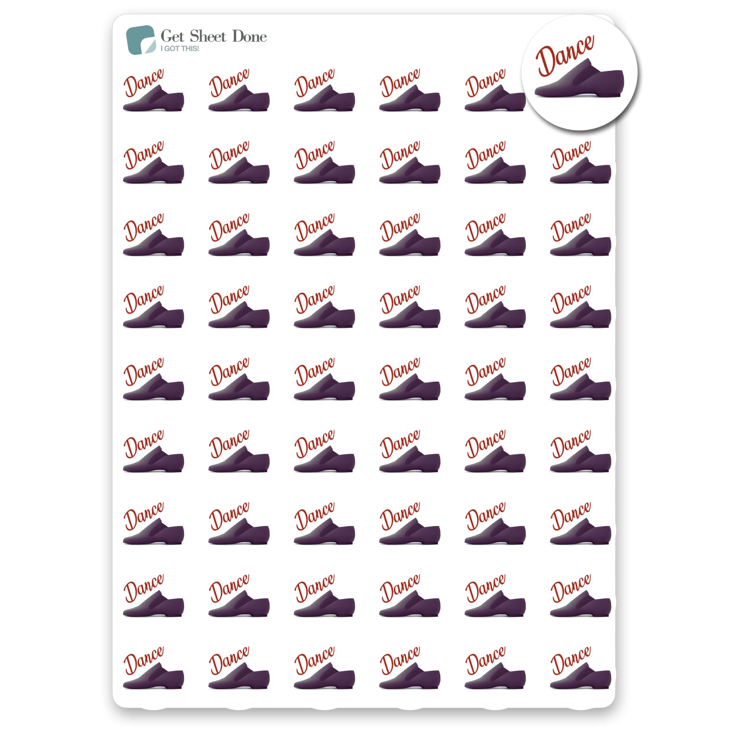 Jazz Dance Planner Sticker / 54 Fun Vinyl Stickers (1/2”) / Jazz Class Jazz Performance Modern Jazz Lesson/Essential Productivity Life/Bujo Bulleted Journal (One Sheet, Jazz)