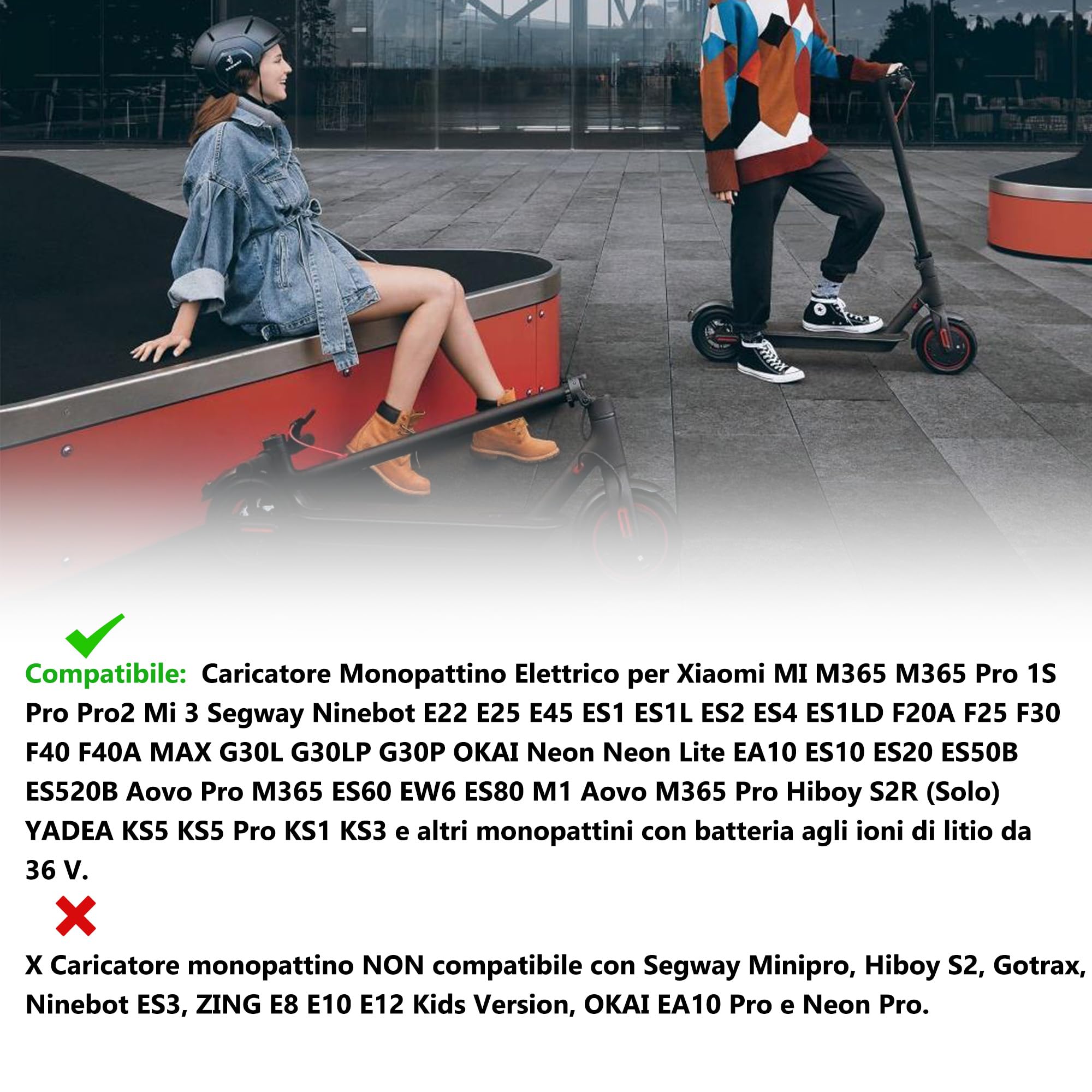 Xahpower Caricatore Monopattino Elettrico per Xiaomi M365/ Pro/ Pro2/ MI 3/ 1S, 42V 2A Caricabatterie per Ninebot MAX G30LP ES1 ES4 ES2 ES1LD F25 Aovo Pro ES80 M365 ES60 Hiboy S2R Scooter