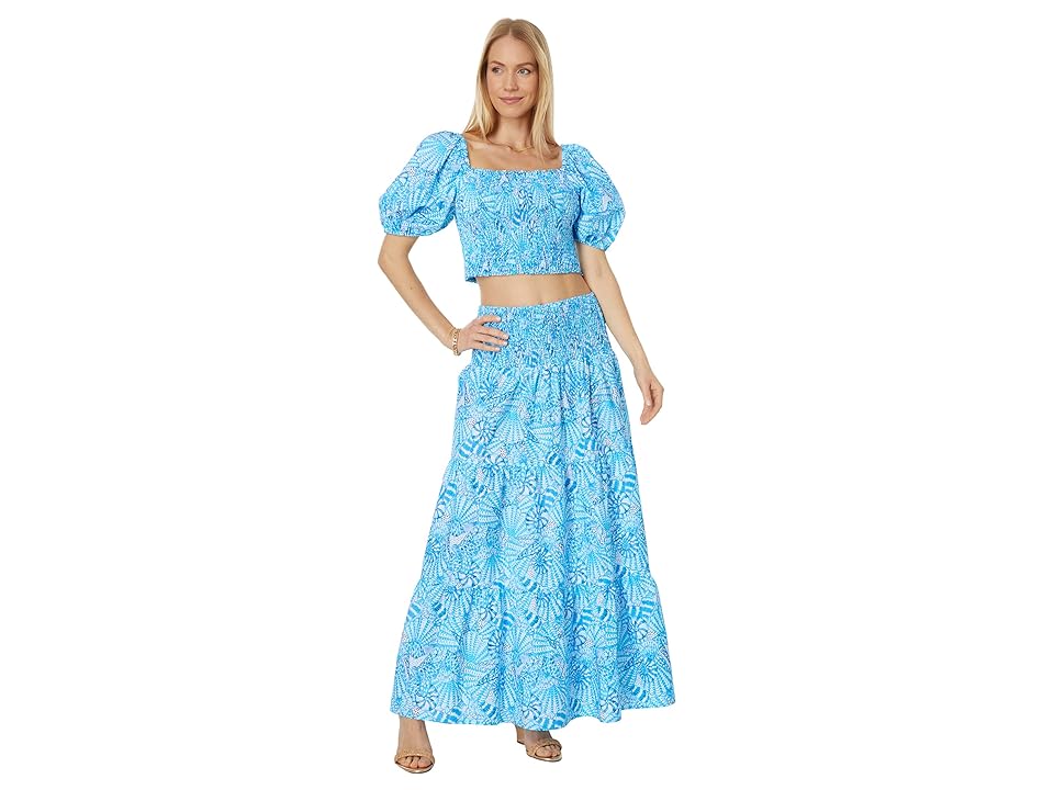 Lilly Pulitzer Aston Maxi Set (Amalfi Blue By The Seashore) Women's Clothing INTERNATIONAL SHIPPING