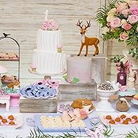 Vista 7 de Sieral Soporte cuadrado de madera encalada, 3 unidades, estilo caja, soporte para tartas, para cupcakes, aperitivos, postres, rústico, soporte